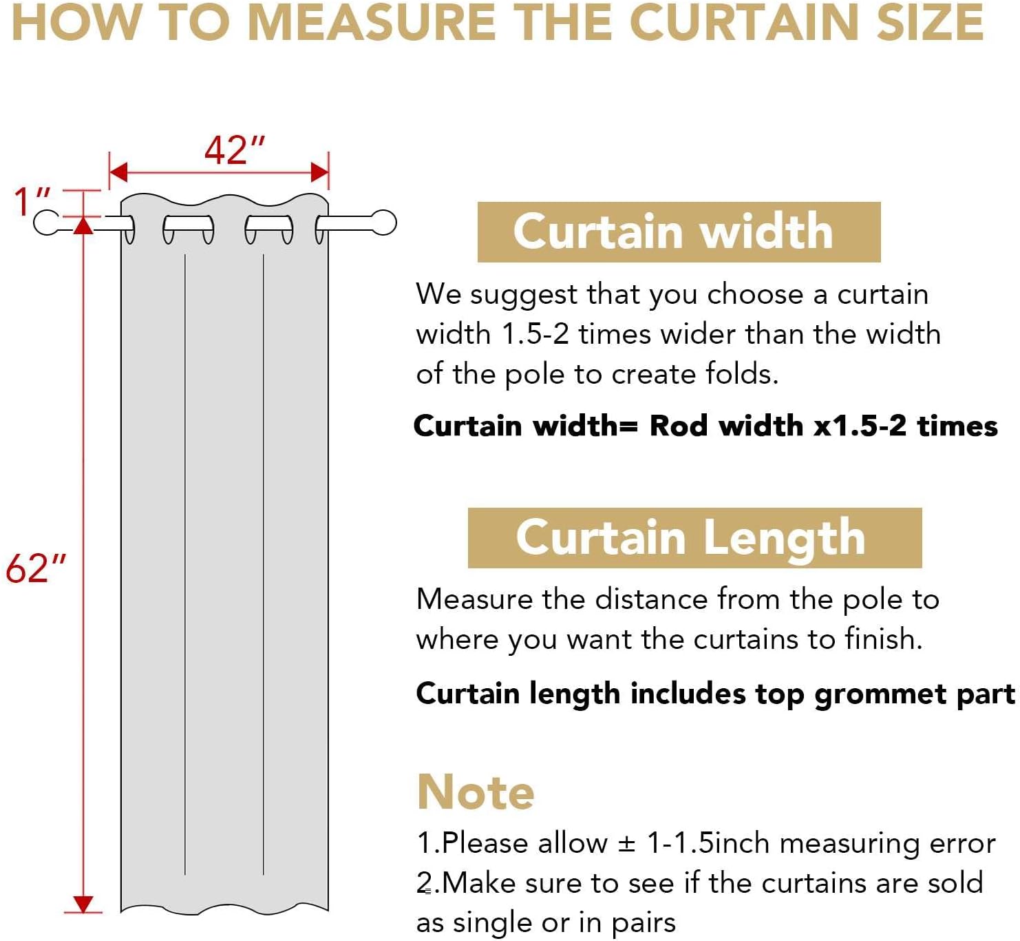 Thumbnail 1 de H.VERSAILTEX Blackout Curtains 63 Inch