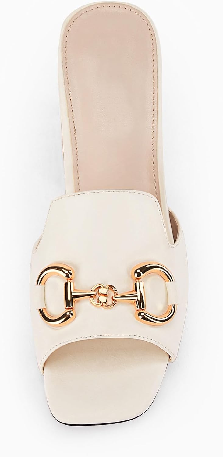 Thumbnail 3 de Gihubafuil Women's Peep Toe Slides with Chunky Heel and Metal Chain