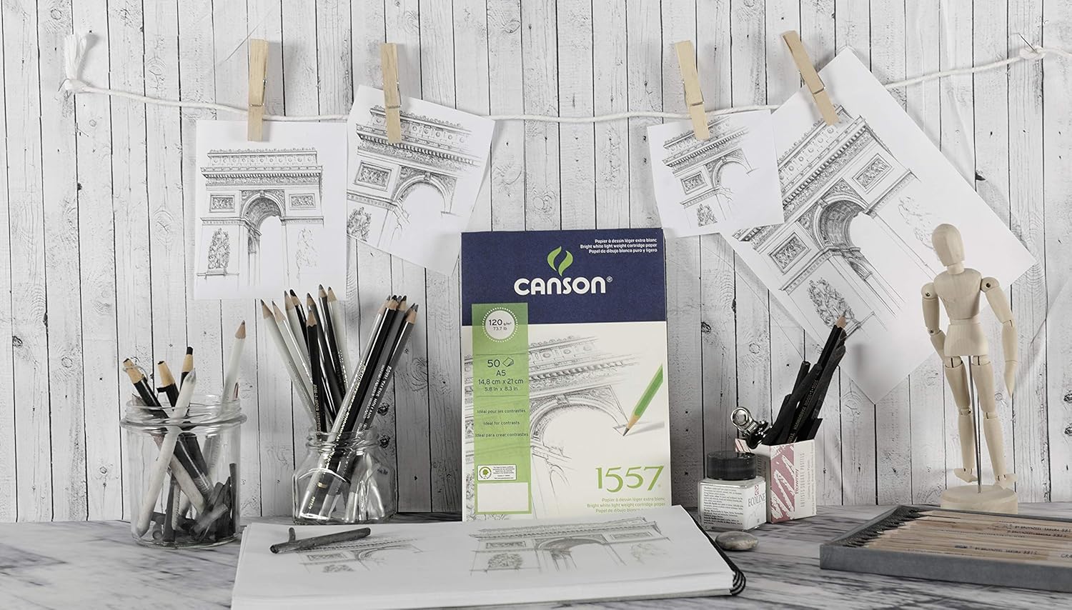 Thumbnail 3 de Canson 1557 — Bloc de papier dessin blanc A3, 30 feuilles, 180 g/m²