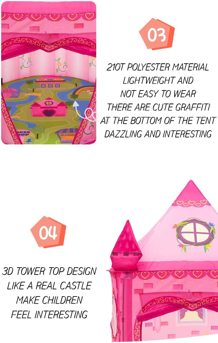 Detalle de Benebomo Tente Enfant — Tente Château Rose, Maison de Jeu d’intérieur pliable