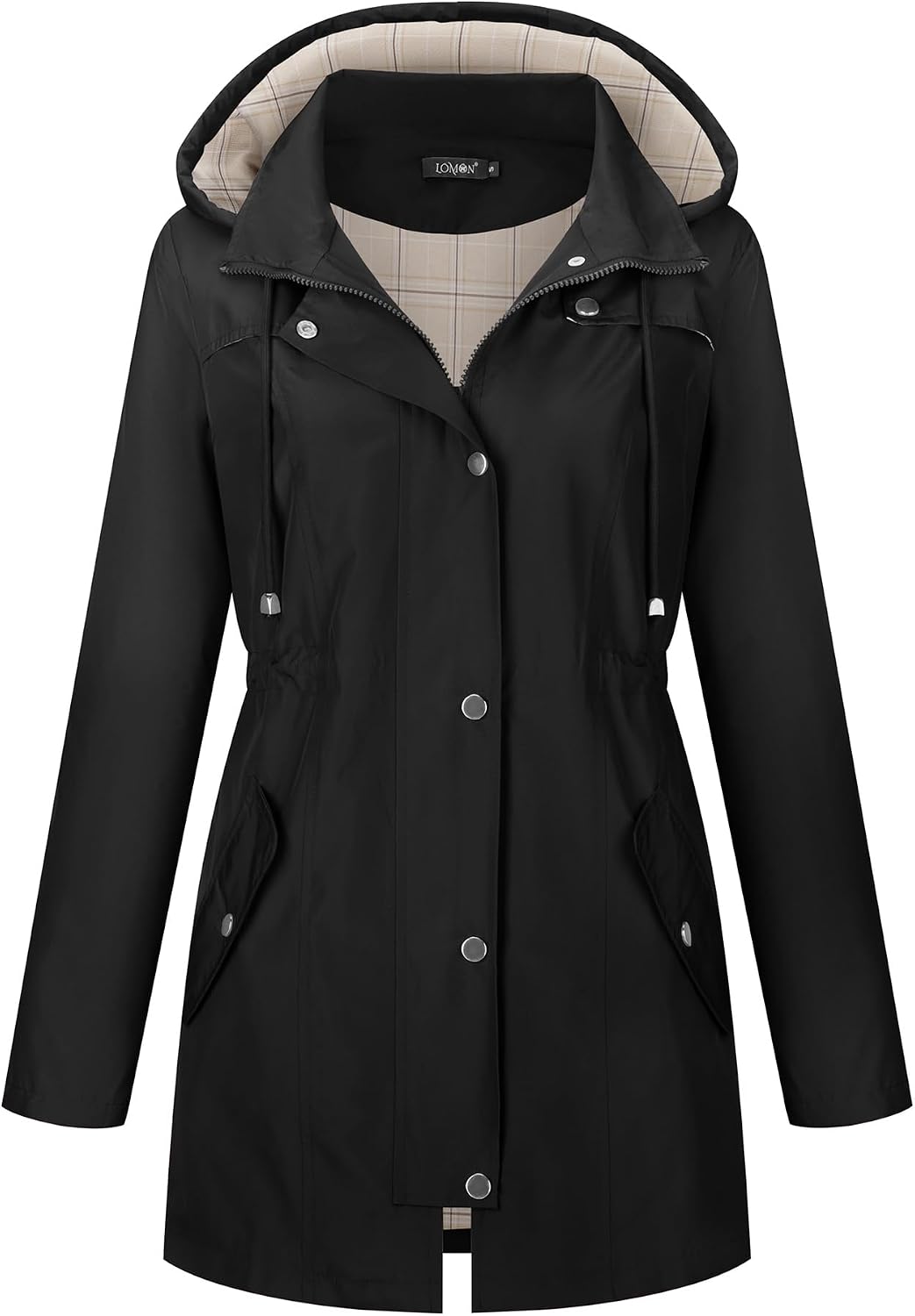 Thumbnail 3 de LOMON Women Waterproof Outdoor Hiking Raincoat — Lined Hooded Rain Jacket Trench Coat