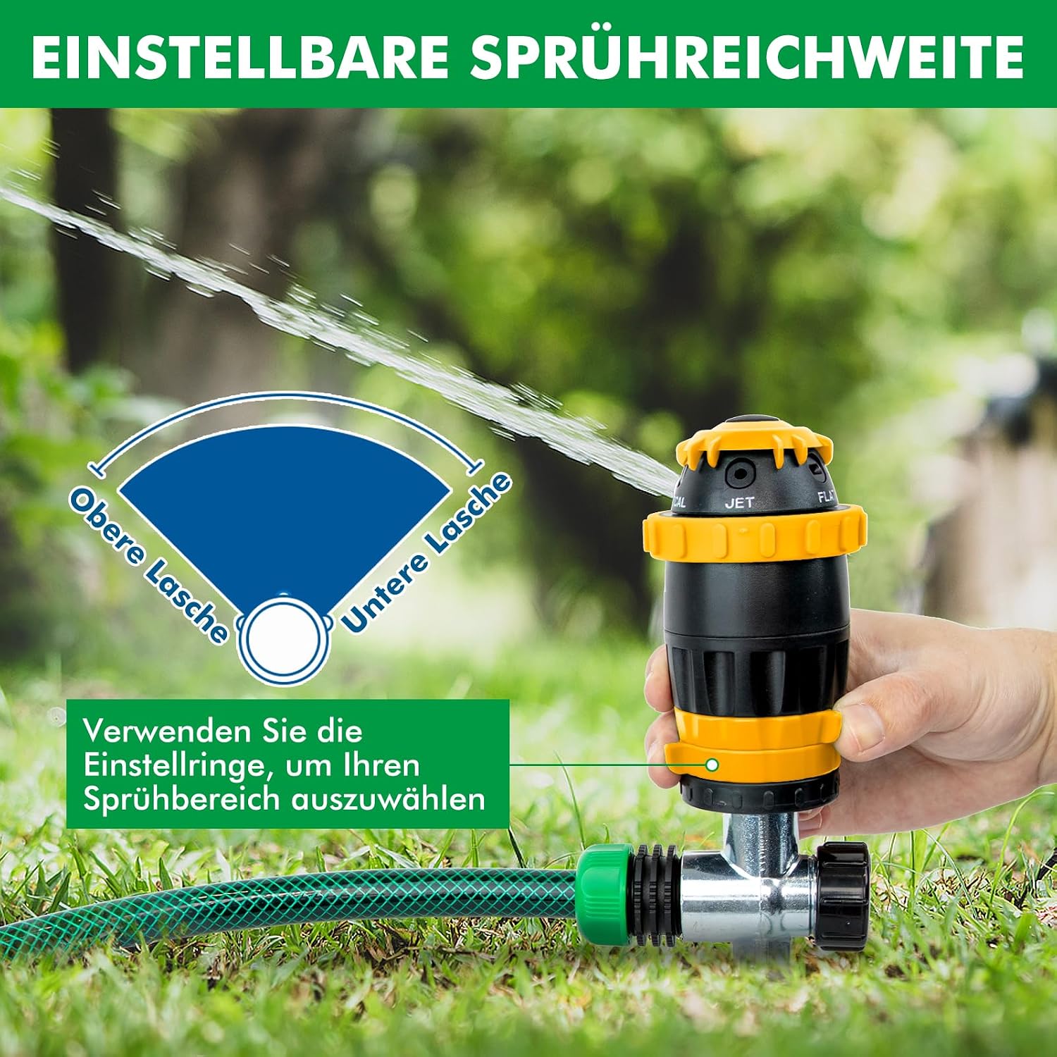 Detalle 2 de Restmo Getriebe-Sprinkler Set (2 Stück) mit Metallspike-Basis – Rasensprenger für große Flächen