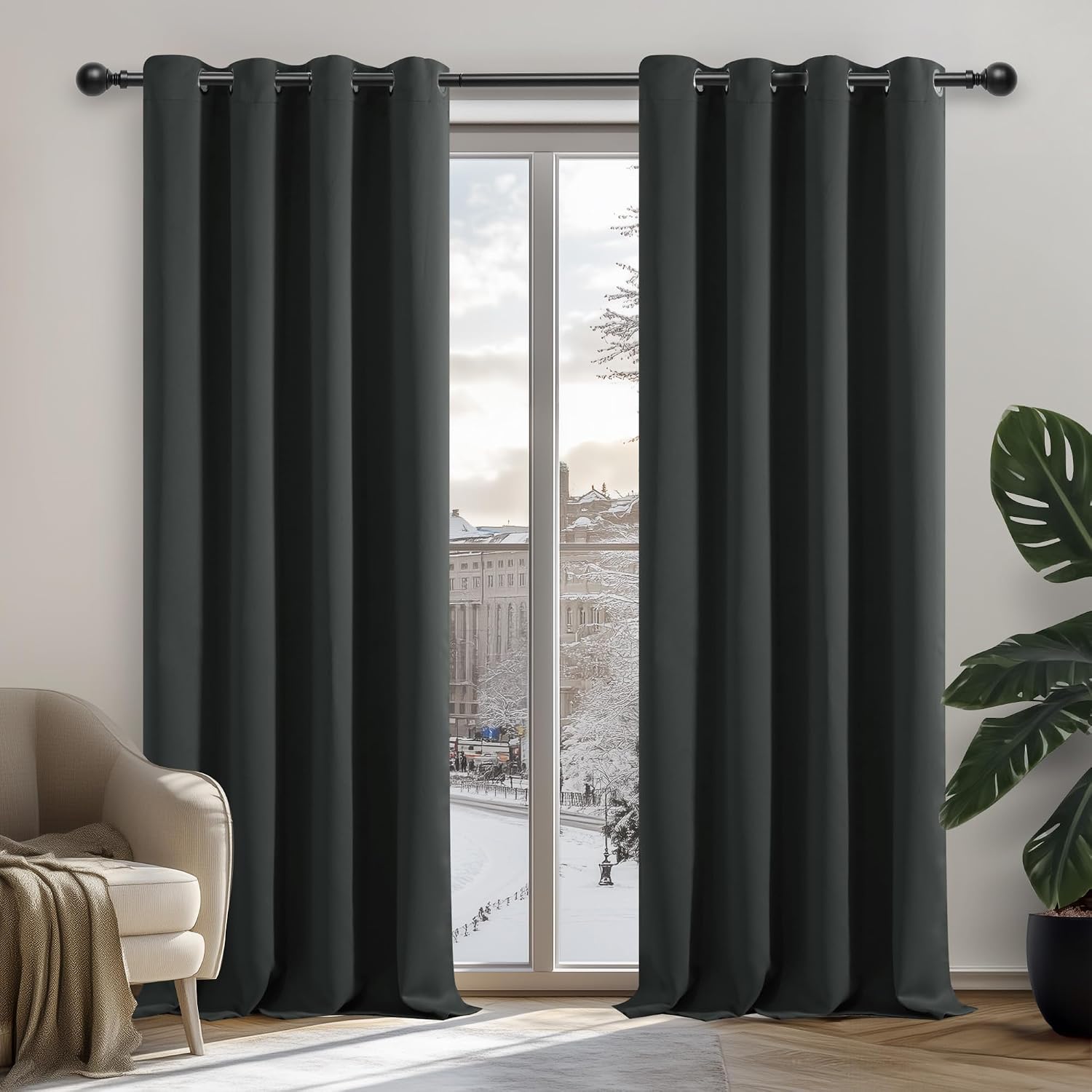 Detalle 2 de Deconovo Tende Oscuranti 240 cm Grigio Scuro