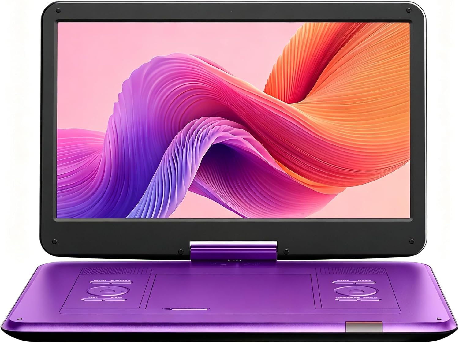 Detalle de Yoton 17.5" Portable DVD Player with 15.6" HD Swivel Screen (Purple) – Rechargeable Battery, USB/SD/AV Support