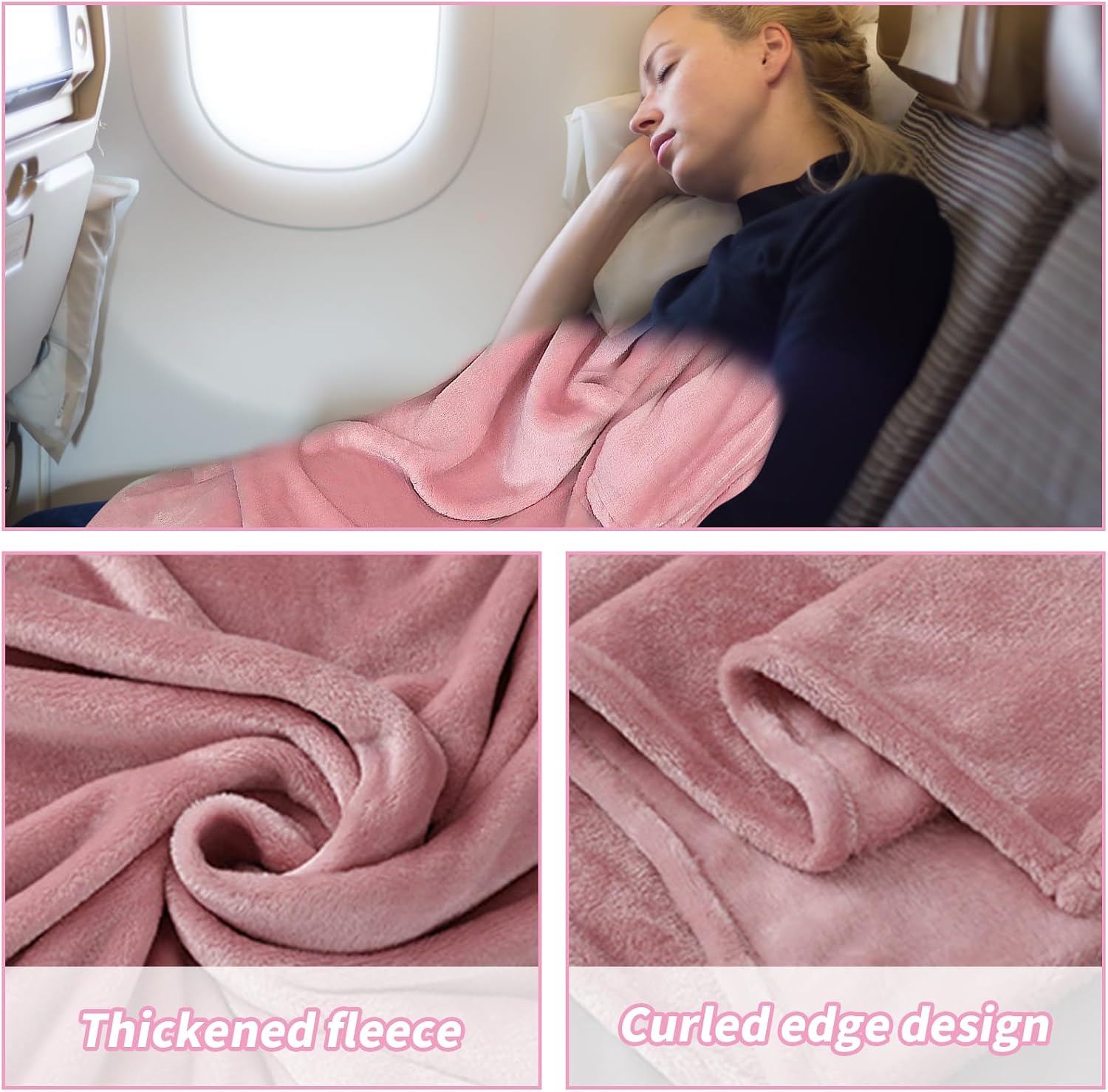 Thumbnail 4 de Travel Blanket and Pillow 50x60 in Light Pink