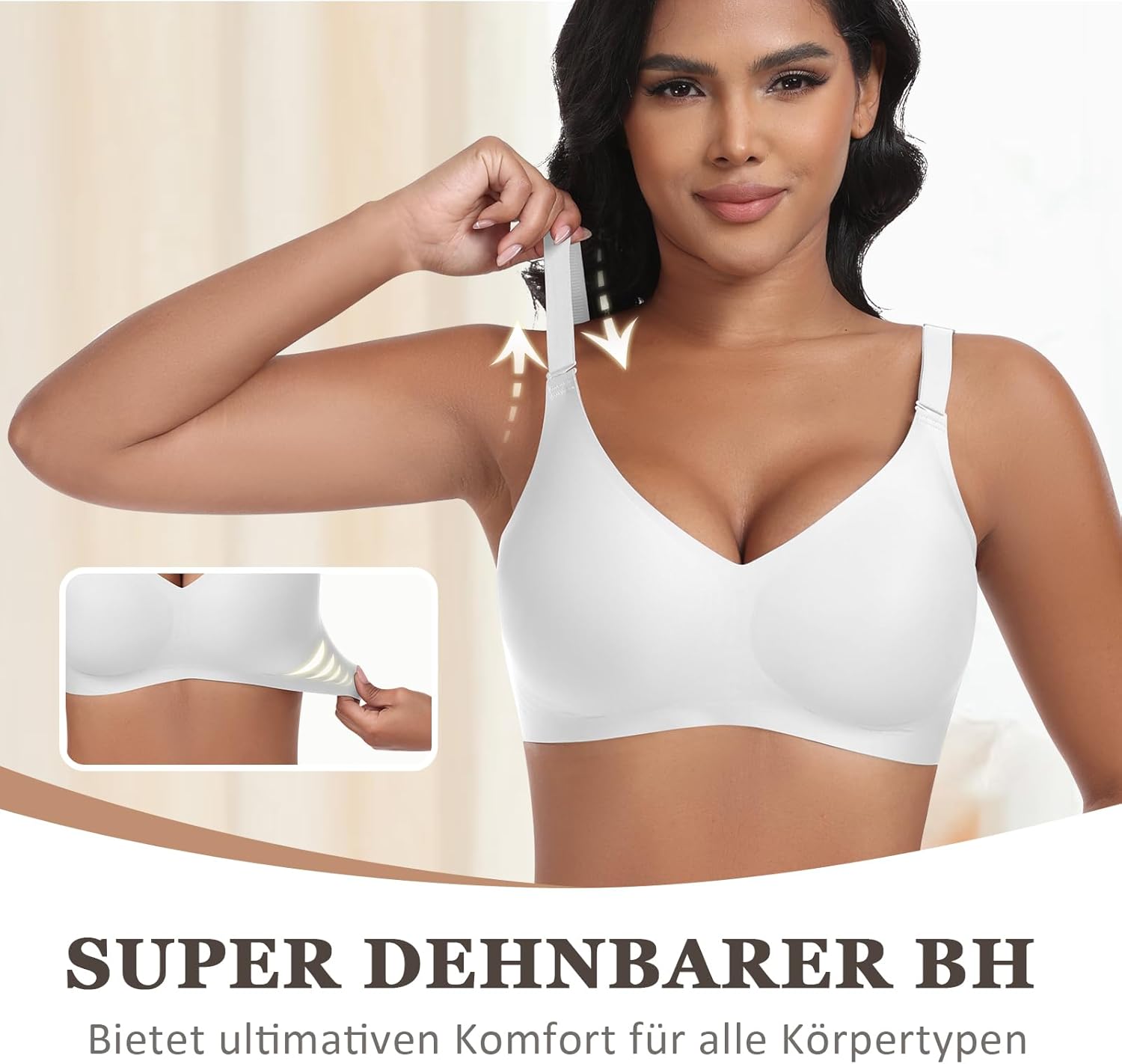 Thumbnail 2 de Jiuday BH ohne Bügel mit Push-Up & V-Ausschnitt (nahtlos, gepolstert, herausnehmbar) für Damen