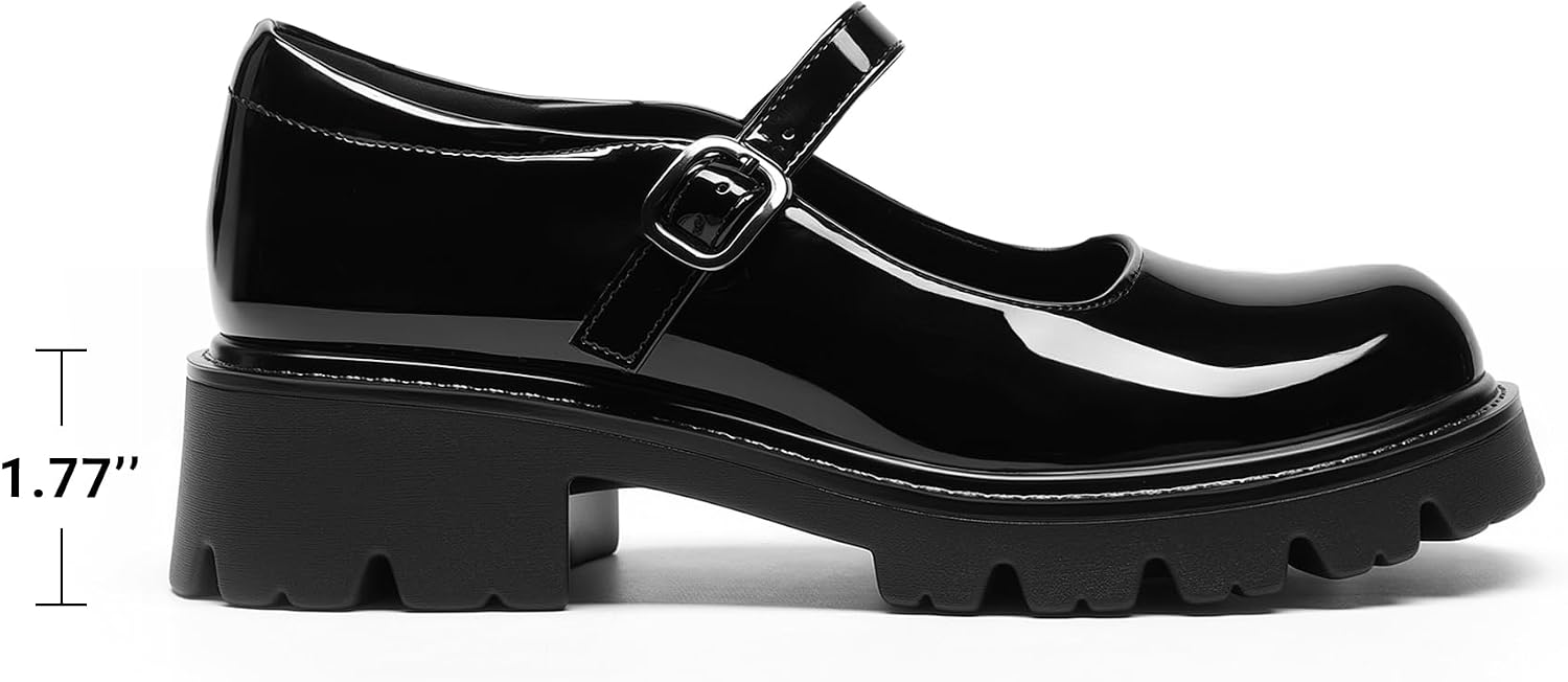 Detalle 2 de DREAM PAIRS Women's Mary Jane Platform Pumps with Rounded Toe and Buckle Strap