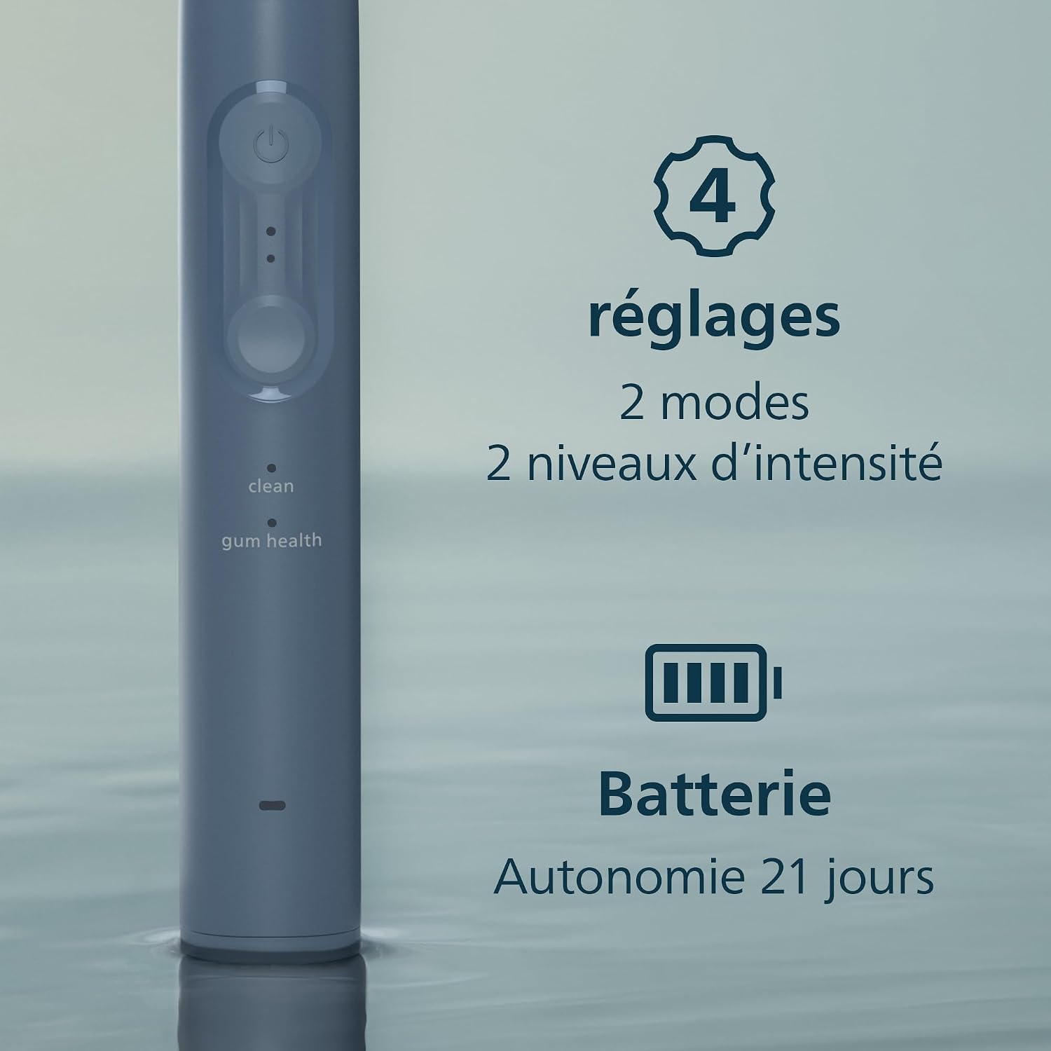 Detalle de Philips Sonicare série 4100 HX4046/48 – Brosse à dents électrique sonique bleue marine