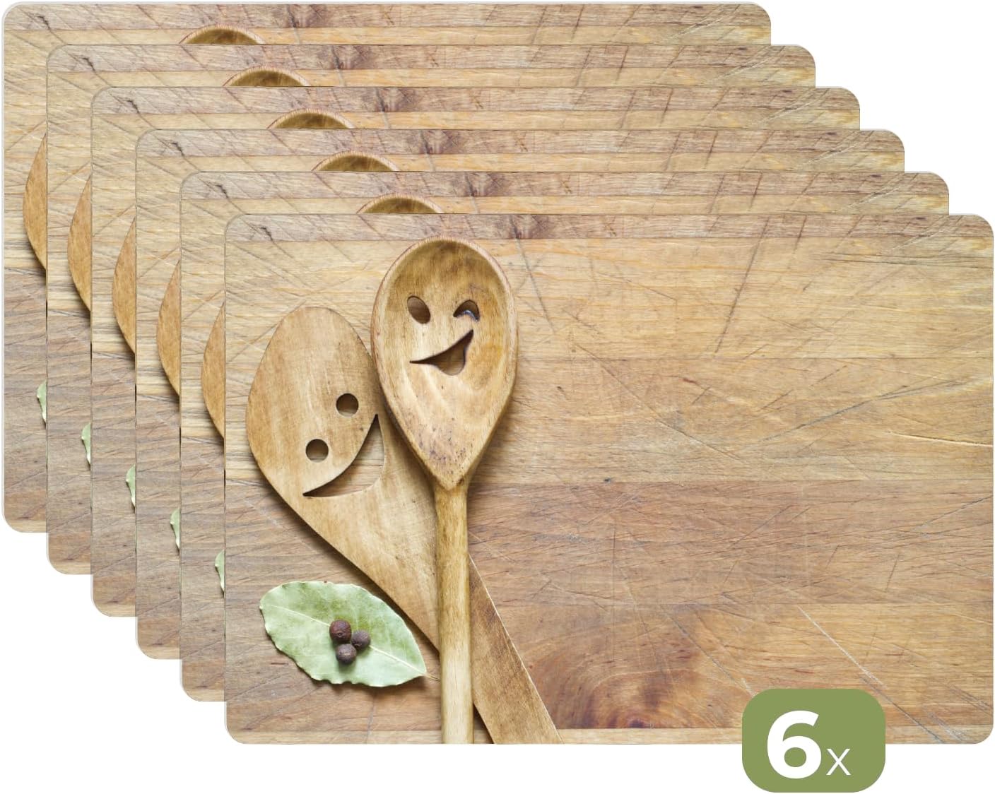 Thumbnail 1 de KitchenYeah placematset van vinyl, 6 stuks, 45 x 30 cm, rechthoekig