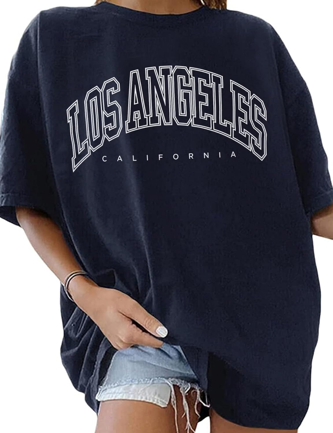 Detalle de Niwicee Damen T-Shirt Lose Rundhals Kurzarm aus 100% Baumwolle – Casual Tops für Sommer