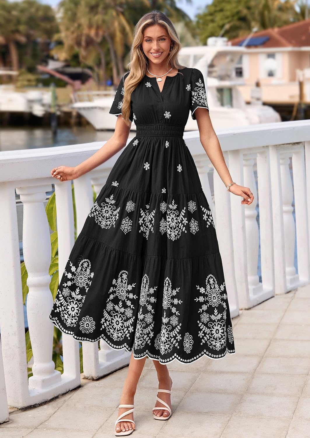 Thumbnail 6 de PRETTYGARDEN Summer Boho Maxi Dress for Women (2026) with Floral Print, V-Neck, Pockets