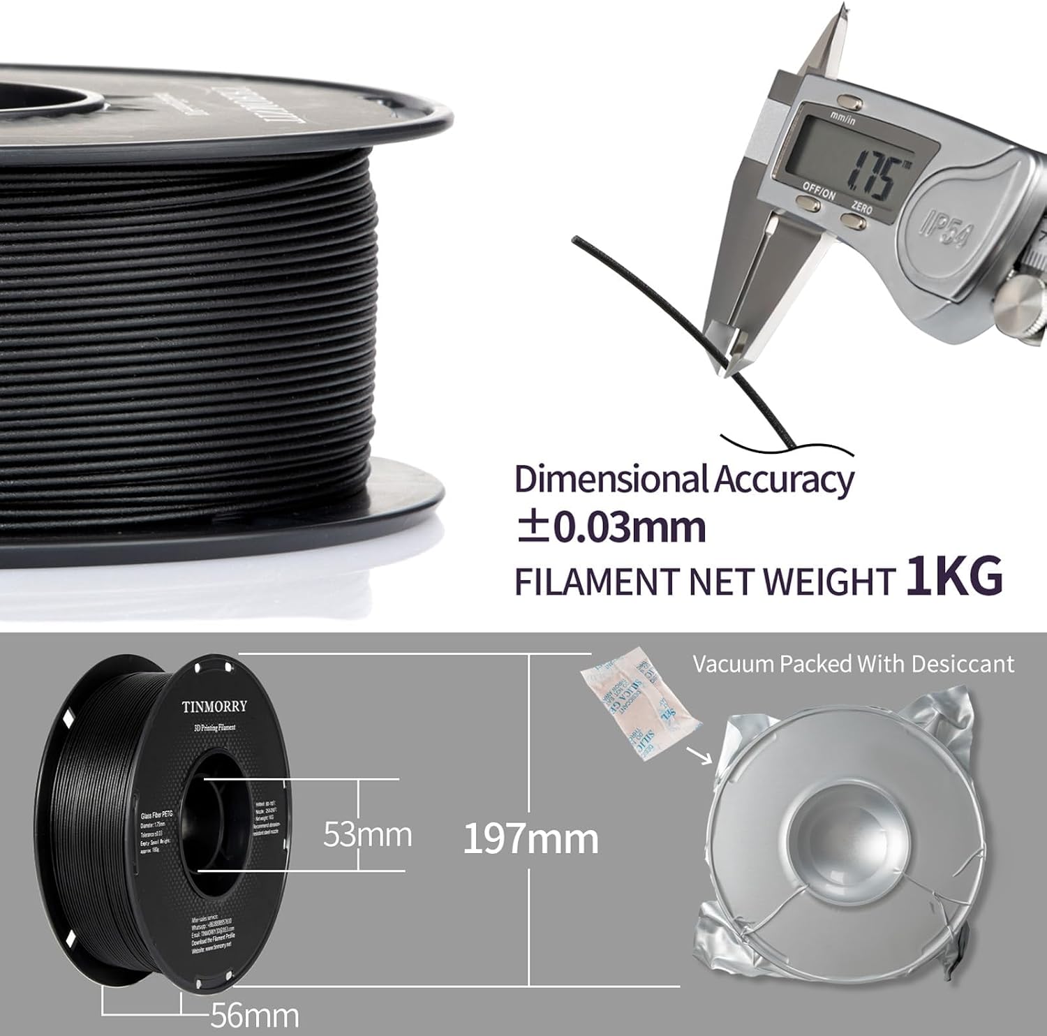 Thumbnail 4 de TINMORRY Glasfaser PETG Filament 1,75 mm 2 kg