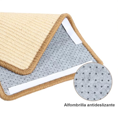 Detalle de FUKUMARU alfombrilla rascador para gatos de sisal natural 50x30 cm (color crema)
