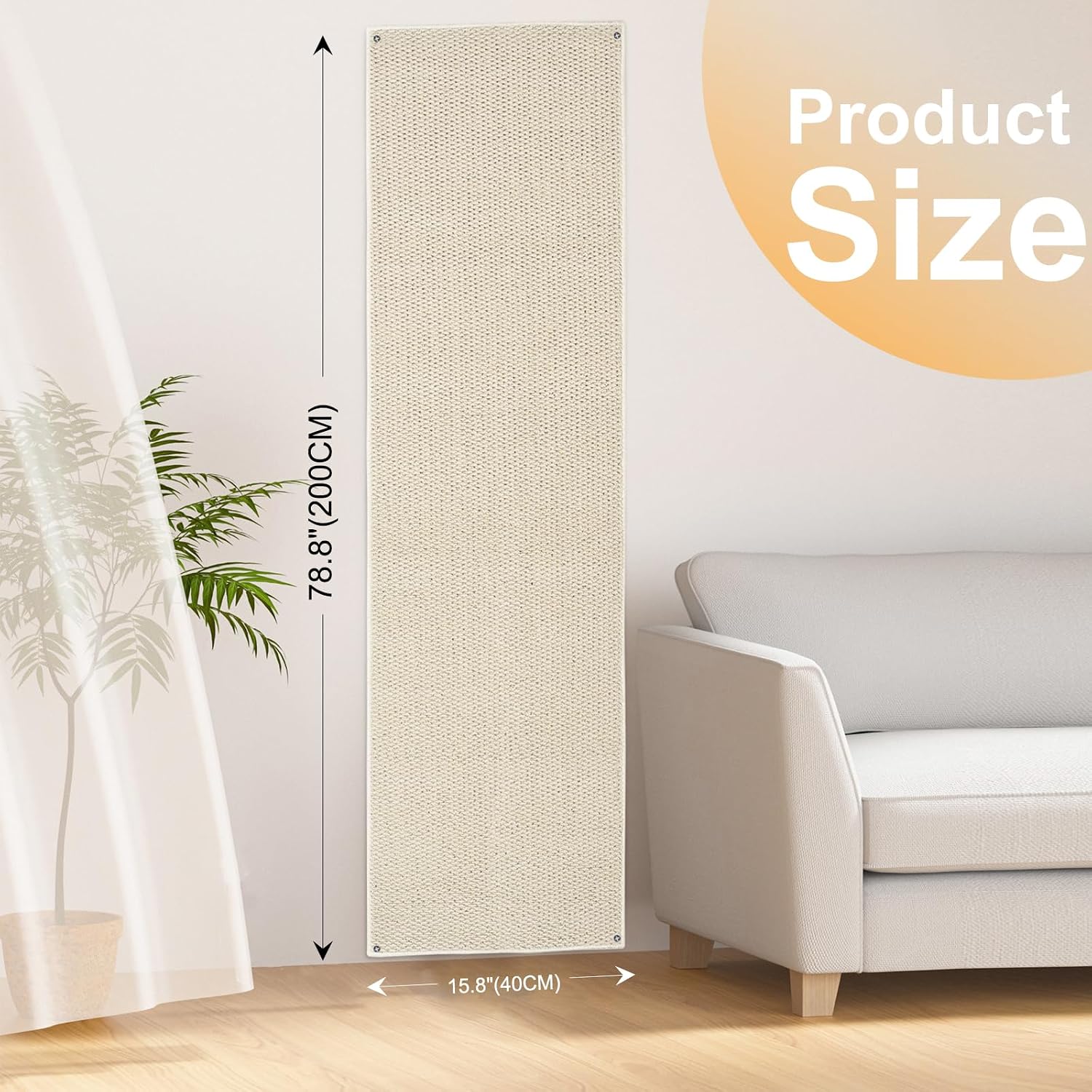 Detalle de Uross Cat Climbing Wall Carpet 200x40cm: Scratch-Resistant Wall Scratcher for Indoor Use