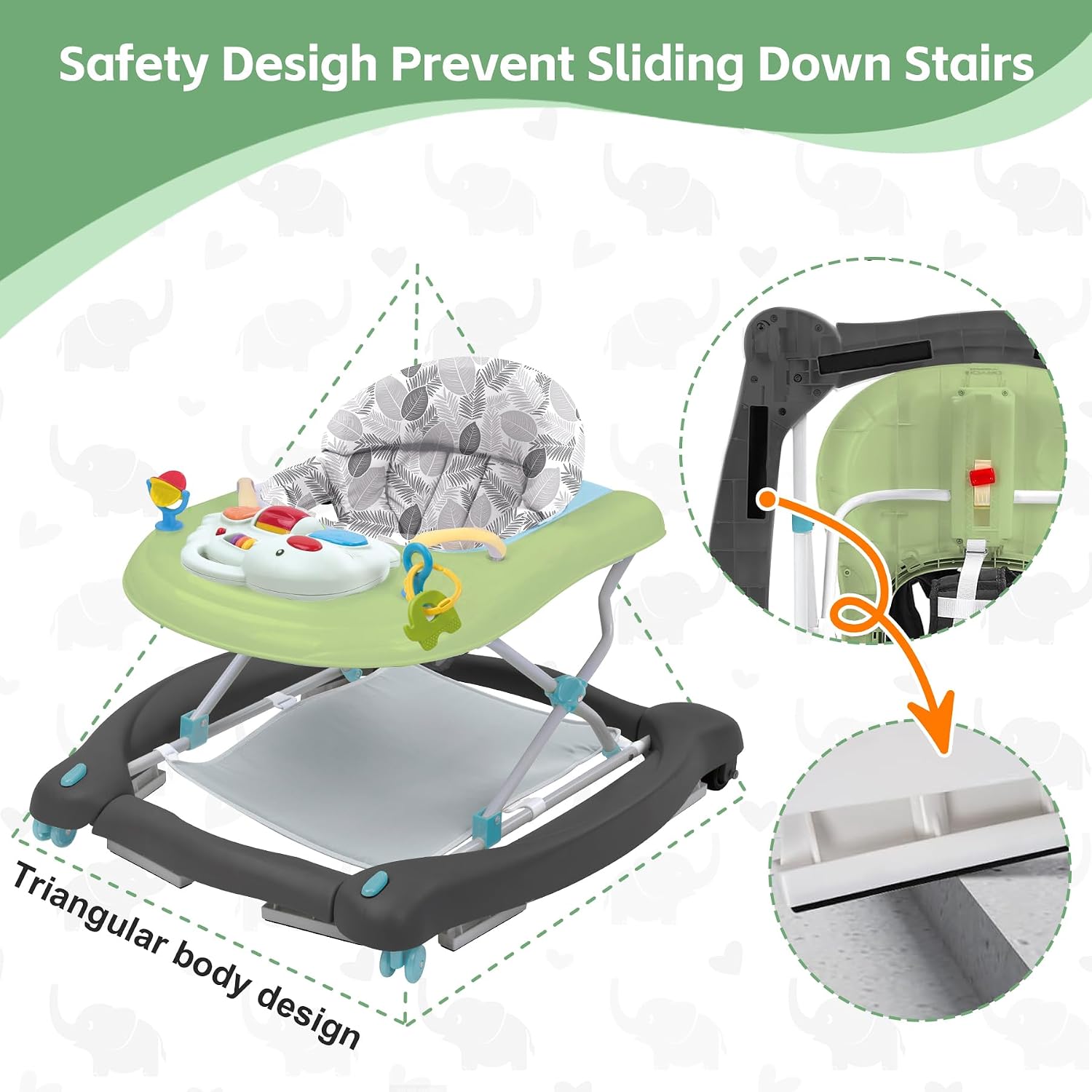 Thumbnail 6 de Pawtong 5-in-1 Baby Walker in Green with 3-Position Height Adjustment