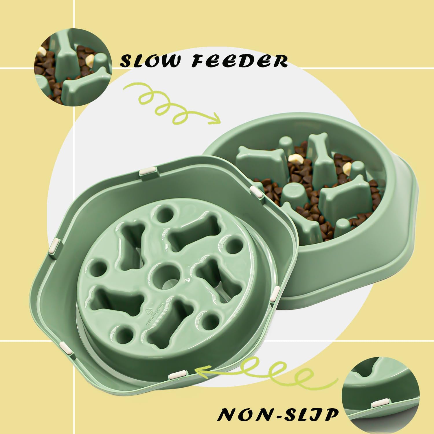 Thumbnail 2 de Green Slow Feeder Dog Bowl 2pcs