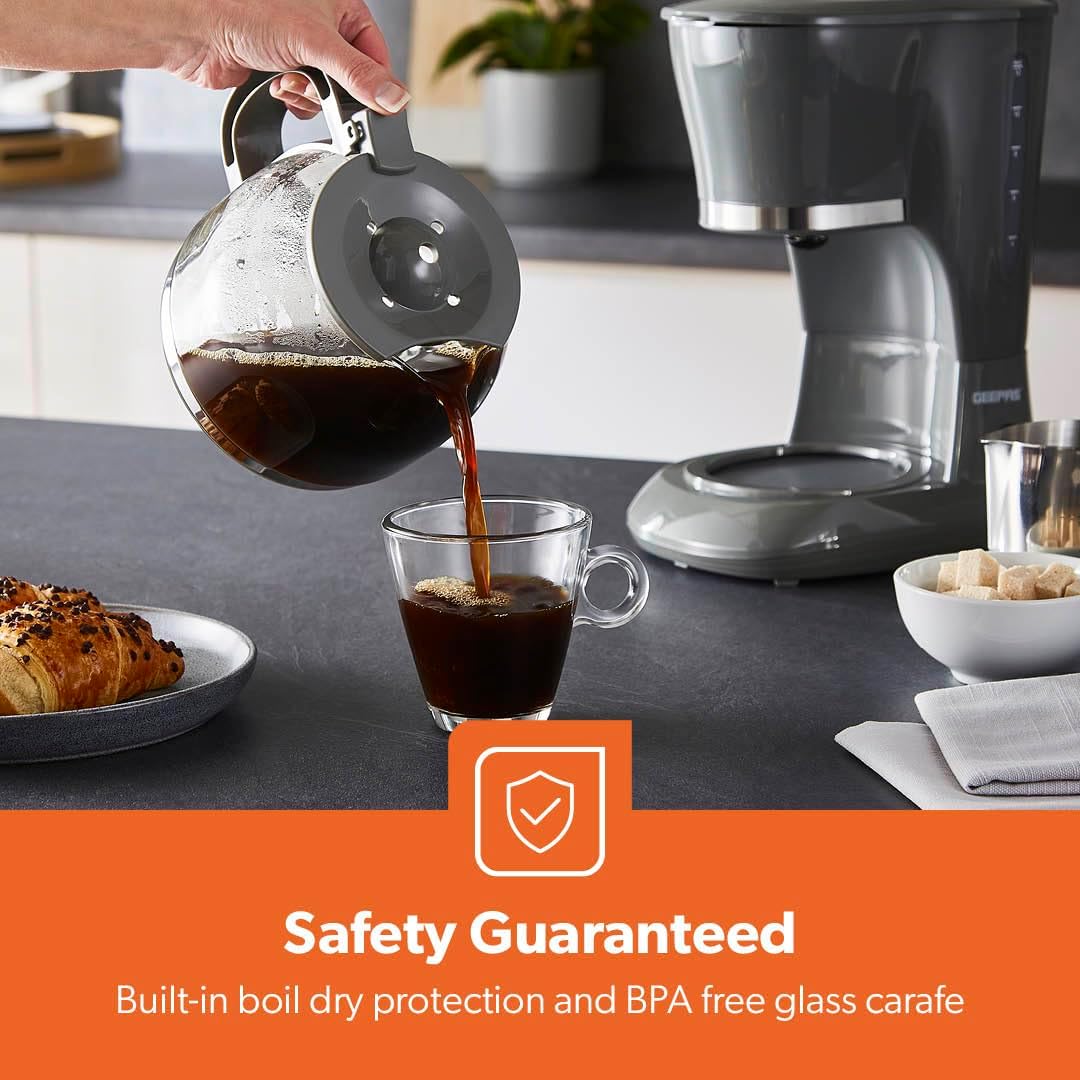 Detalle de GEEPAS 1.5L Filter Coffee Machine (800W) with Anti-Drip, Boil-Dry Protection & Auto Shut-Off