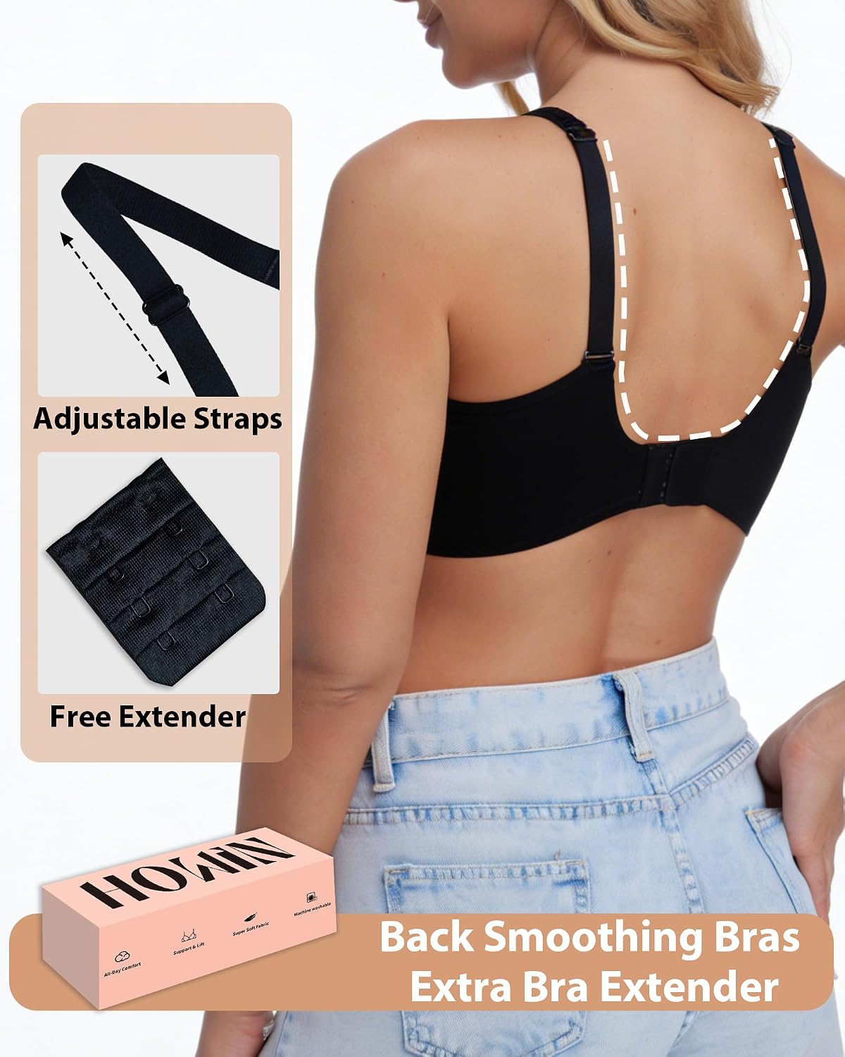 Detalle de HOWIN Jelly Bra: Wireless Gel Bra with Deep V Plunge and All‑Day Comfort