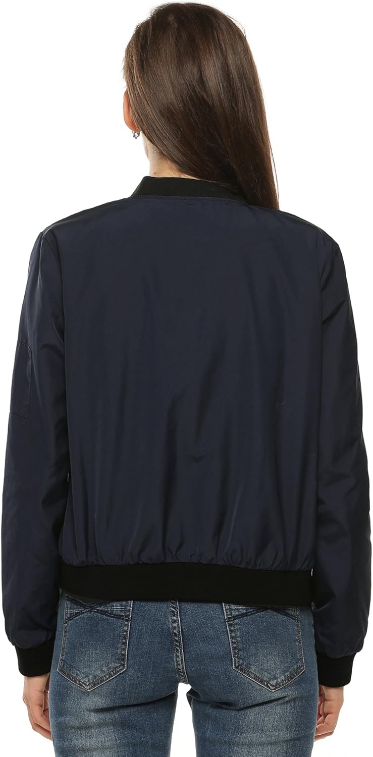 Thumbnail 4 de Zeagoo Bomberjacke Damen Kurz Blouson – leichte Piloten-Jacke, casual Langarm, Reißverschluss