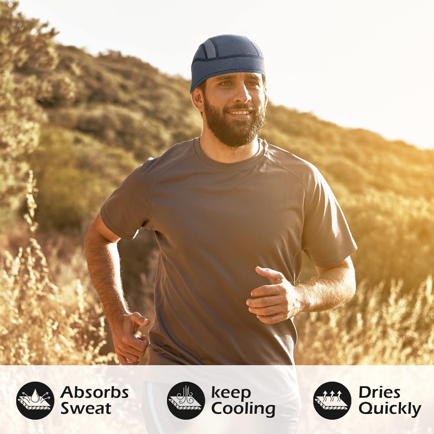 Detalle de Skull Cap Helmet Liner Beanie – Cooling Mesh Under-Helmet Hat