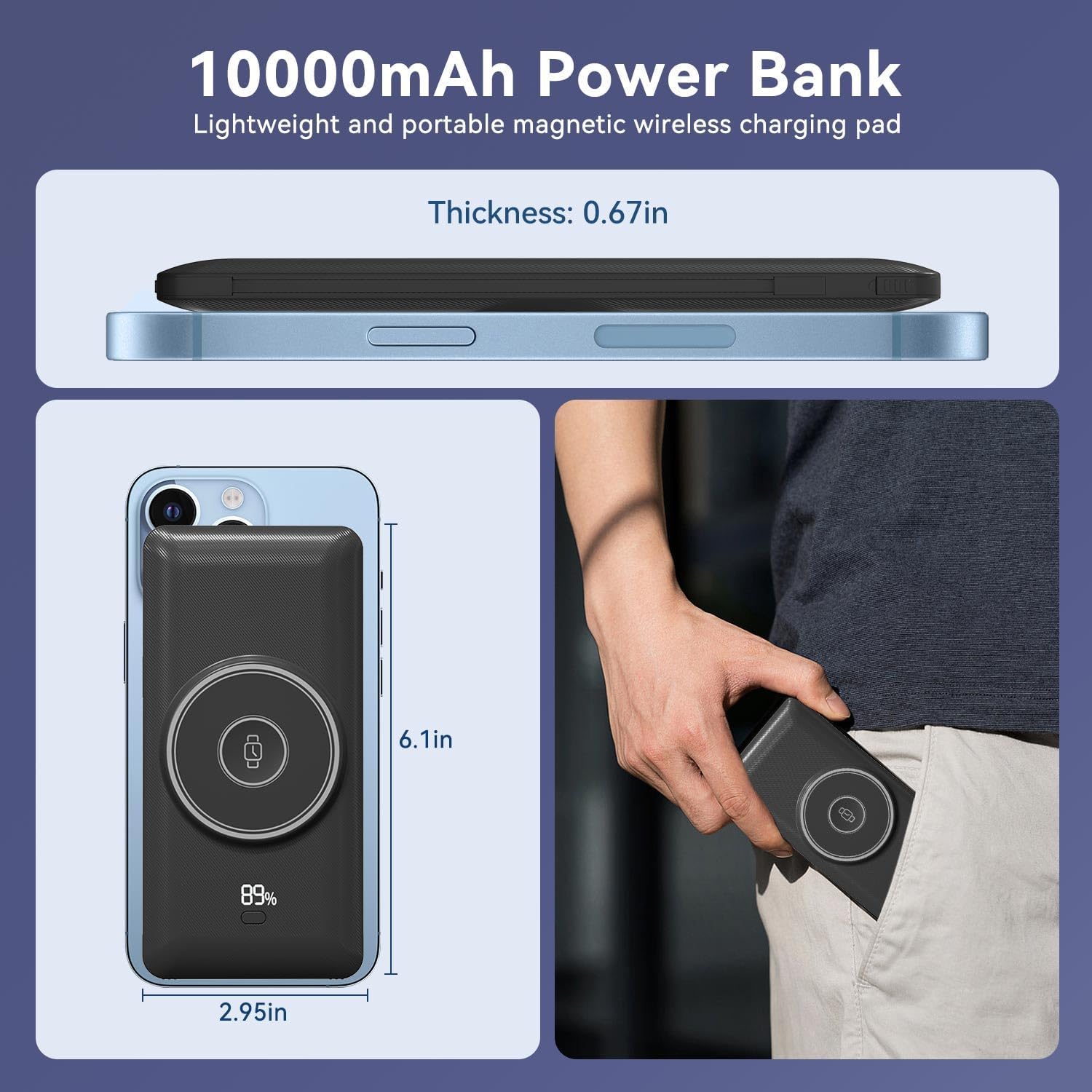 Thumbnail 4 de LUCKYFELLOW PB180W 10,000mAh Wireless Power Bank with Built-In Cables