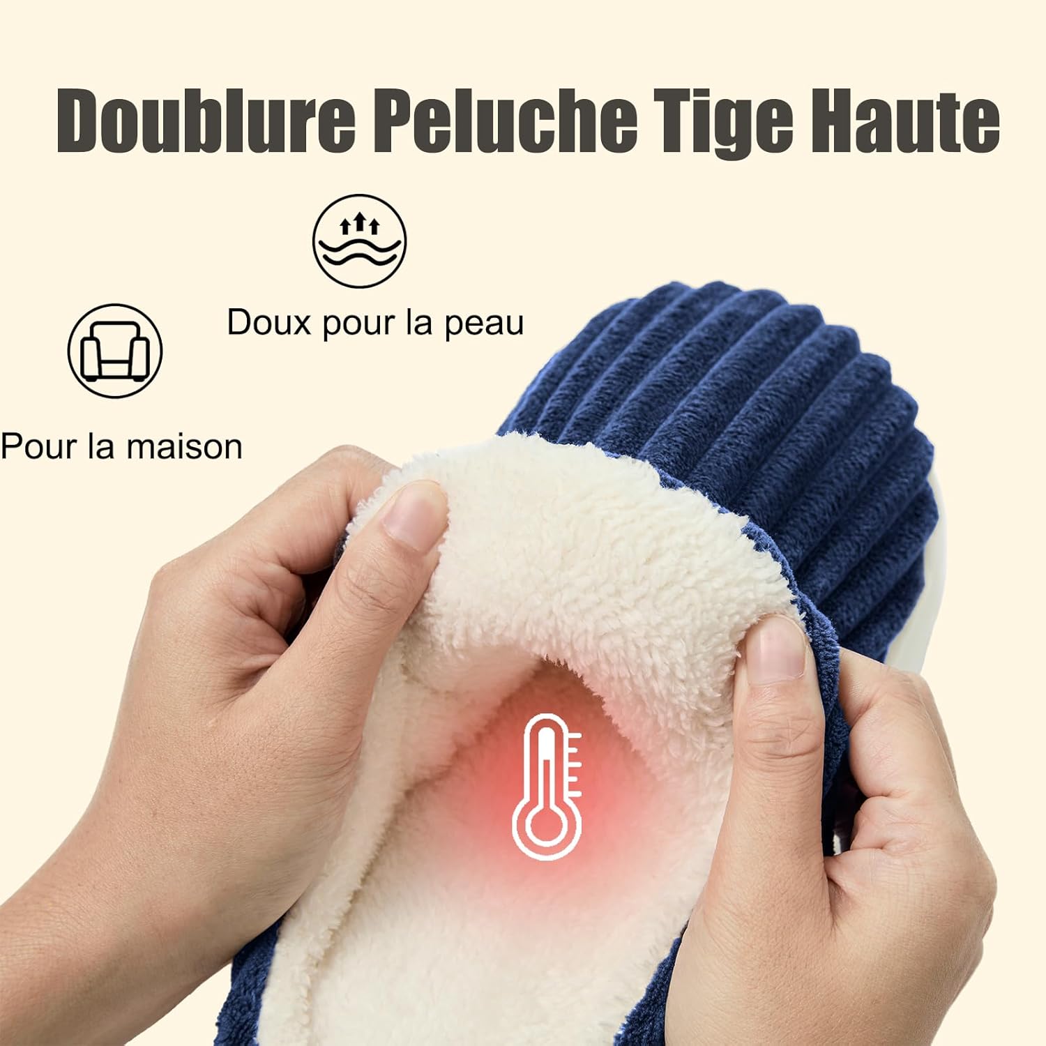 Thumbnail 4 de Donpapa Chaussons d’Hiver pour Femme et Homme — Confort en peluche avec mémoire et semelle antidérapante