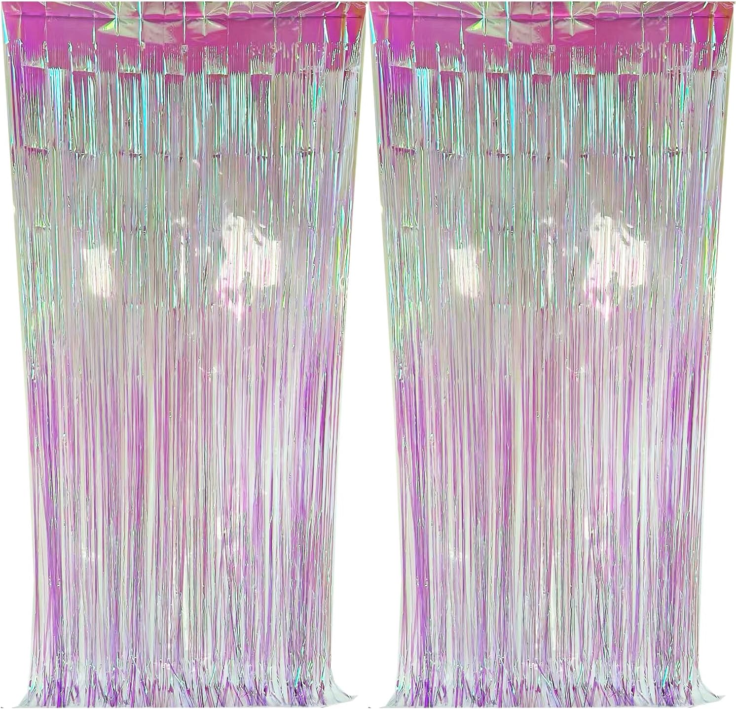Thumbnail 6 de CYBERNOVA 2 Pack Iridescent Neon FoilFringe Curtain Backdrop – Gold, 3.2 x 6.6 ft