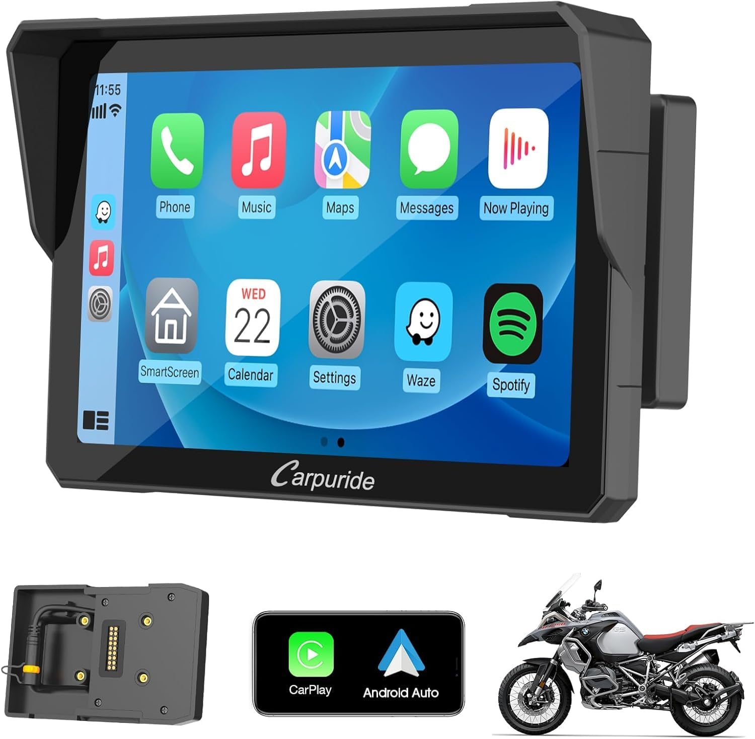 Detalle de Carpuride W702B 7" Motorcycle CarPlay Screen