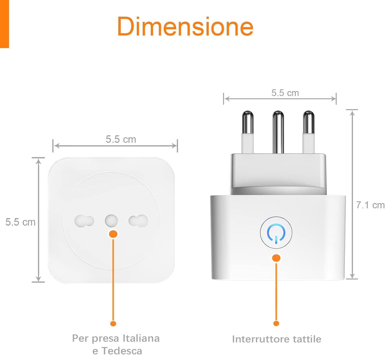 Thumbnail 6 de Presa WiFi Italiana 16A 3680W con monitoraggio energetico intelligente e timer (2 pezzi) compatibile con Alexa & Google Home