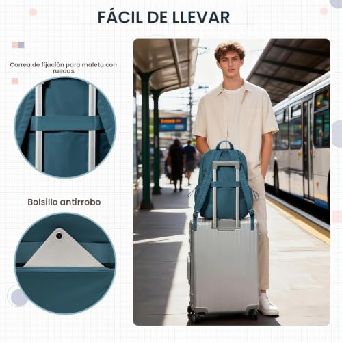 Detalle de HYC00 Mochila Casual para Mujer con Portátil 14" – 21 L, Azul Eléctrico