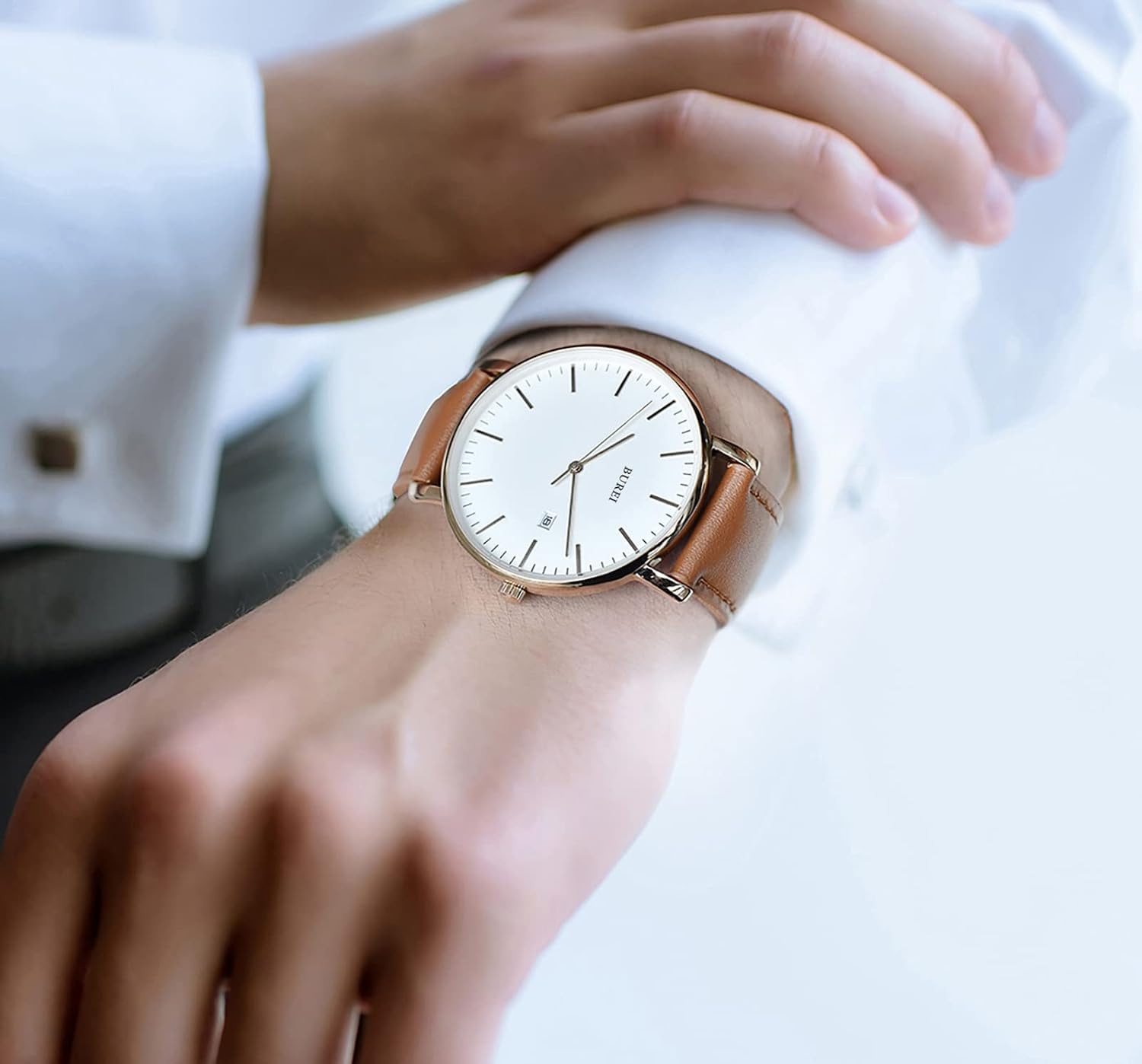 Detalle 2 de BUREI Ultra Mince Montre homme 30 m