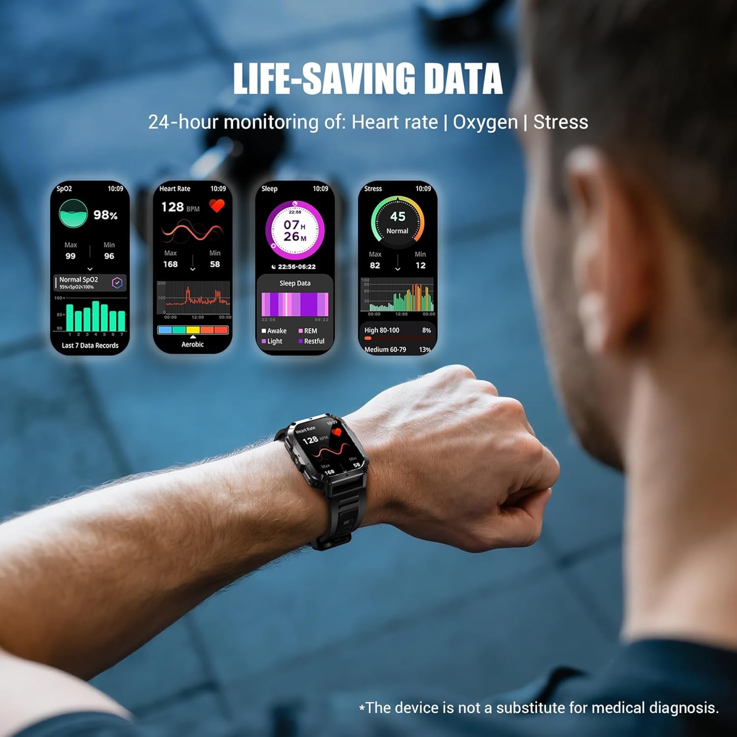 Thumbnail 6 de Military Smart Watch 2.01" Fitness Watch with Compass