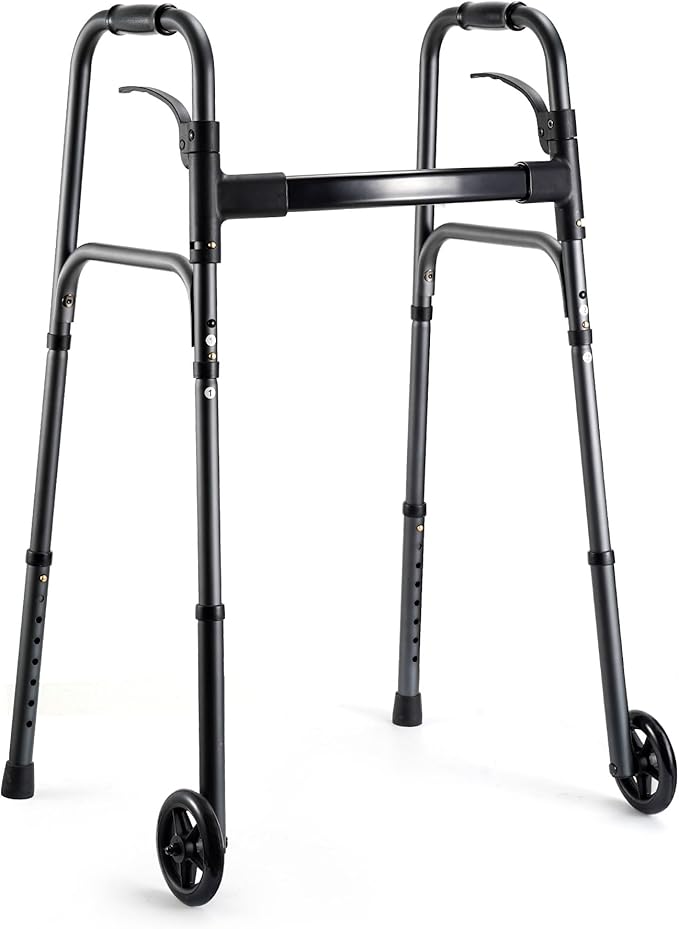Careboda Andador plegable para mayores con ruedas y altura ajustable 🚶