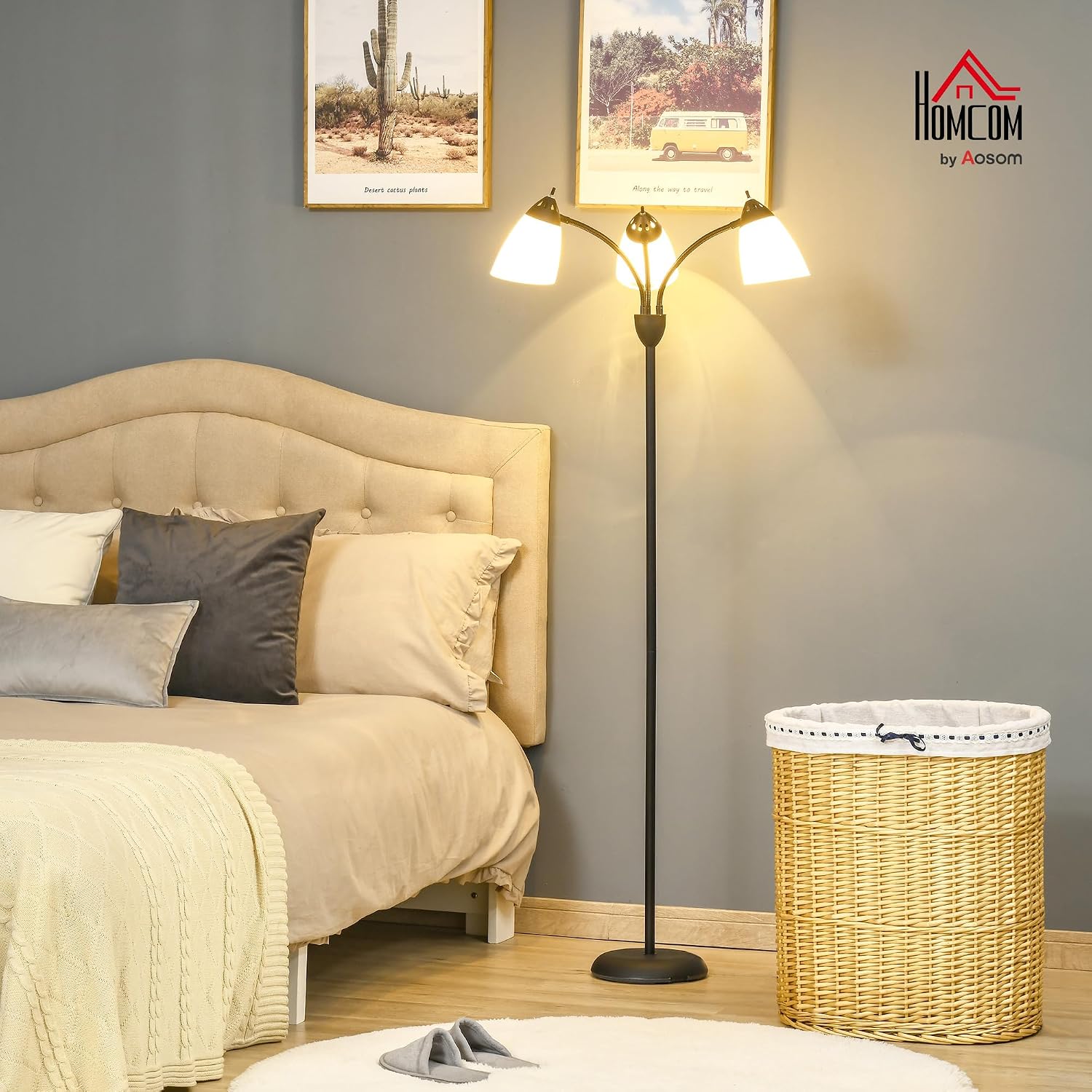 Detalle 2 de HOMCOM B31-389V70 Arc Tree Floor Lamp, 3 Adjustable Lights, Black