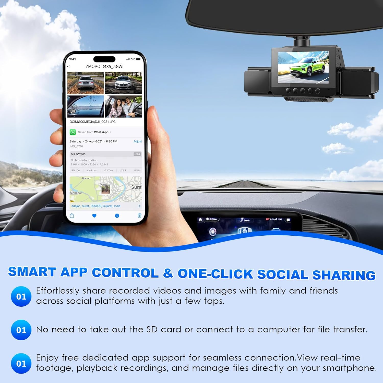 Thumbnail 4 de 4 Channel Dash Cam 360 View with 5G WiFi, GPS & 24H Parking — All-Round Vehicle Protection