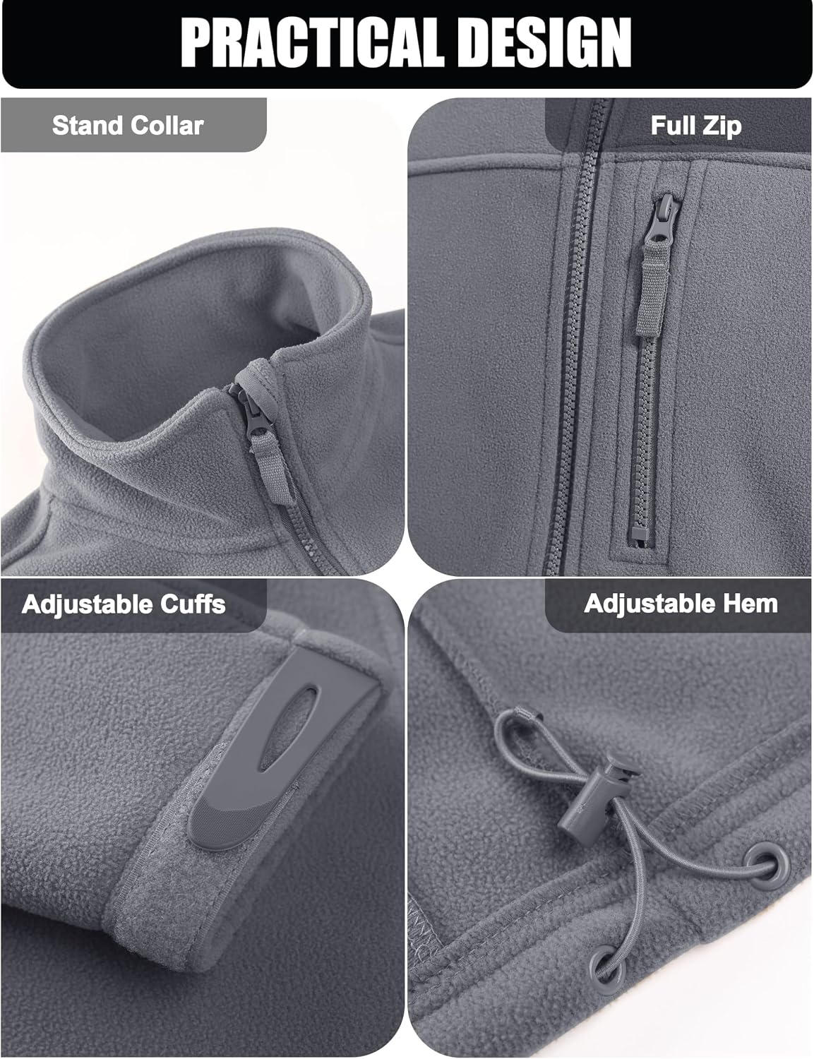 Thumbnail 5 de CRYSULLY Men's Fleece Jacket, Tactical Work Coat with Five Zip Pockets