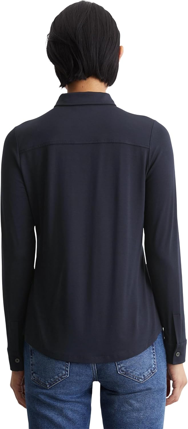 Detalle de Marc O’Polo Damen Jerseybluse mit Stretch-Anteil und Spitzkragen
