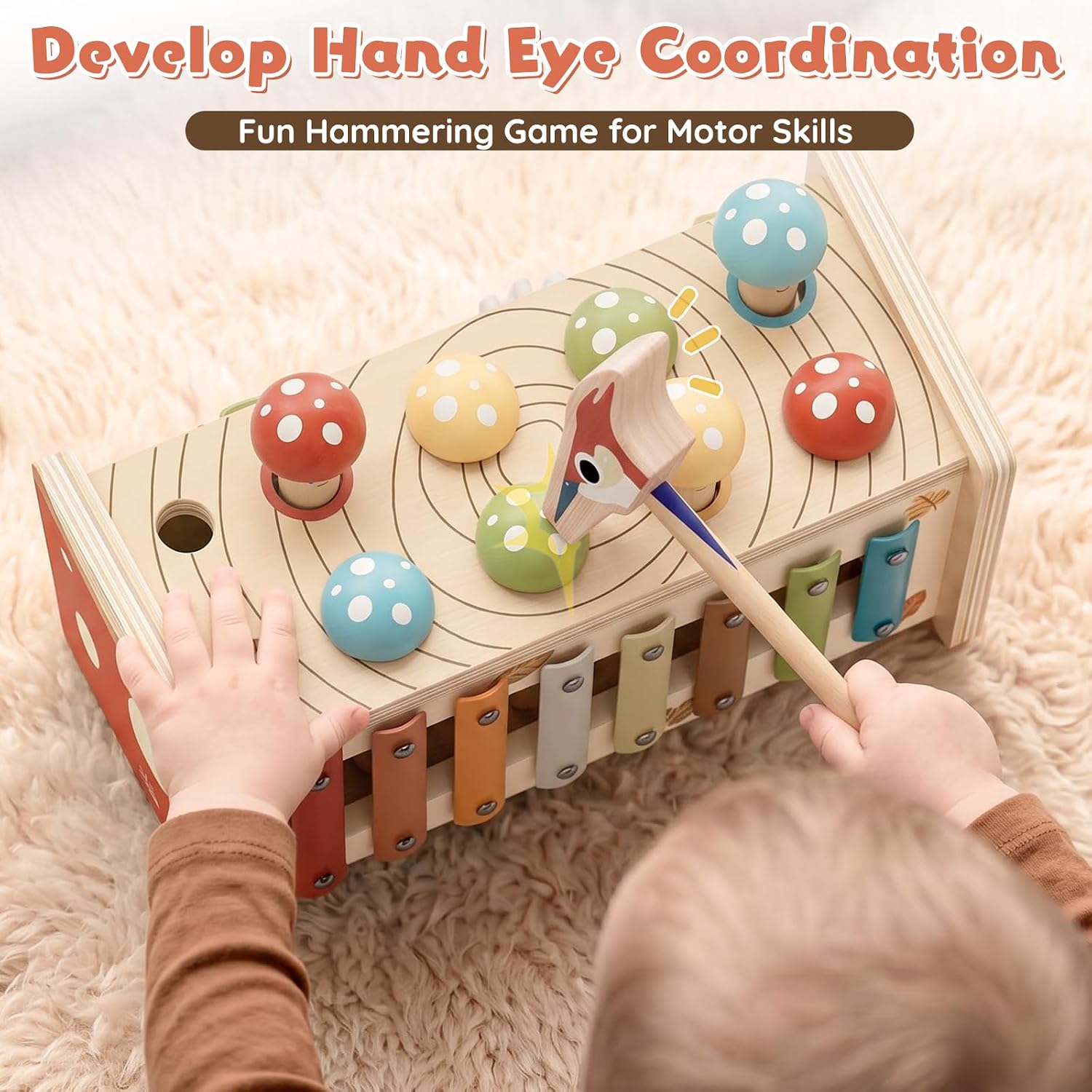 Detalle de Lehoo Castle Montessori Pounding Toy, Mushroom Design