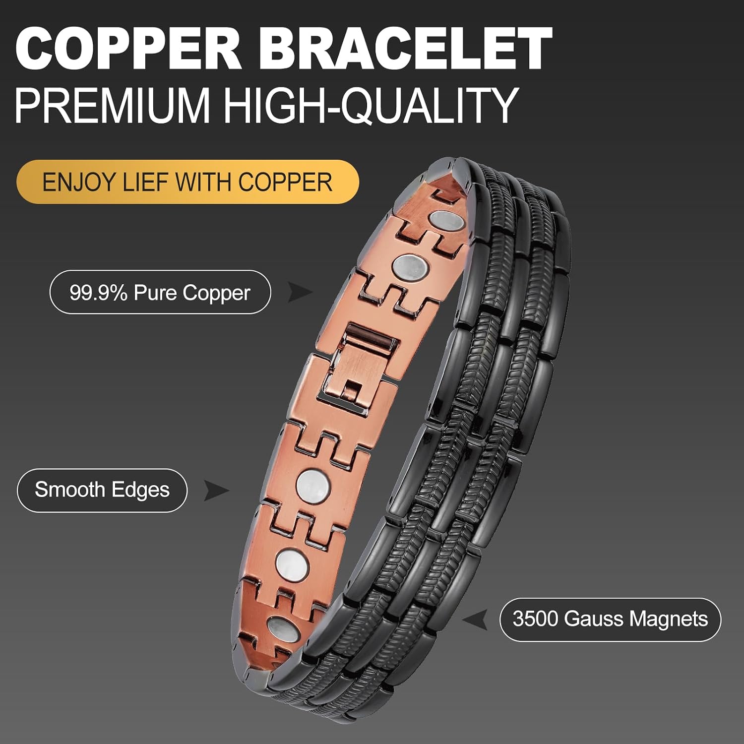 Detalle de BioMag Magnetic Copper Bracelet 8.6in