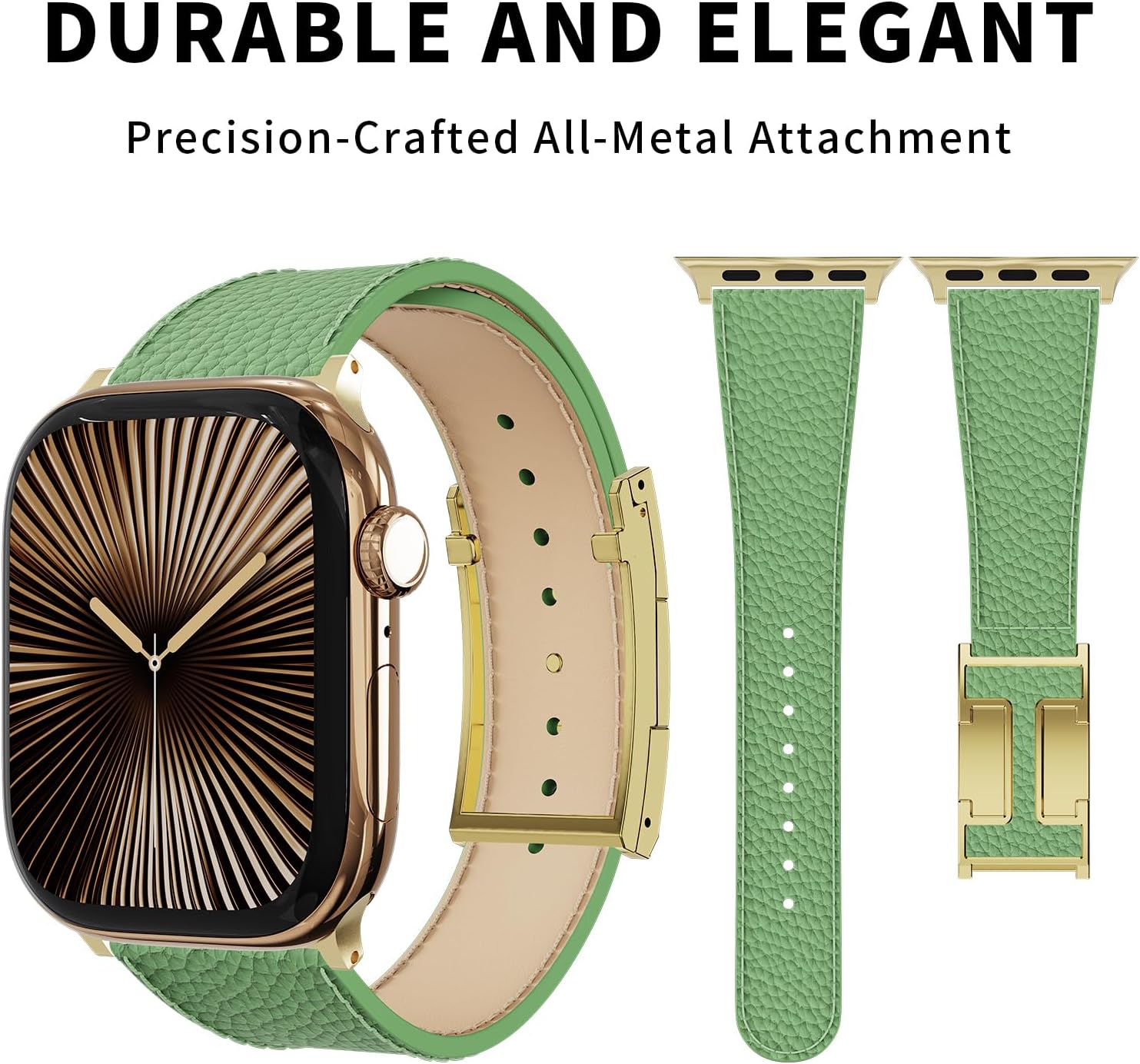 Detalle 2 de Leather Watch Band with Magnetic Buckle for Apple Watch Ultra & Series (49mm–38mm) – Natural Cowhide Strap