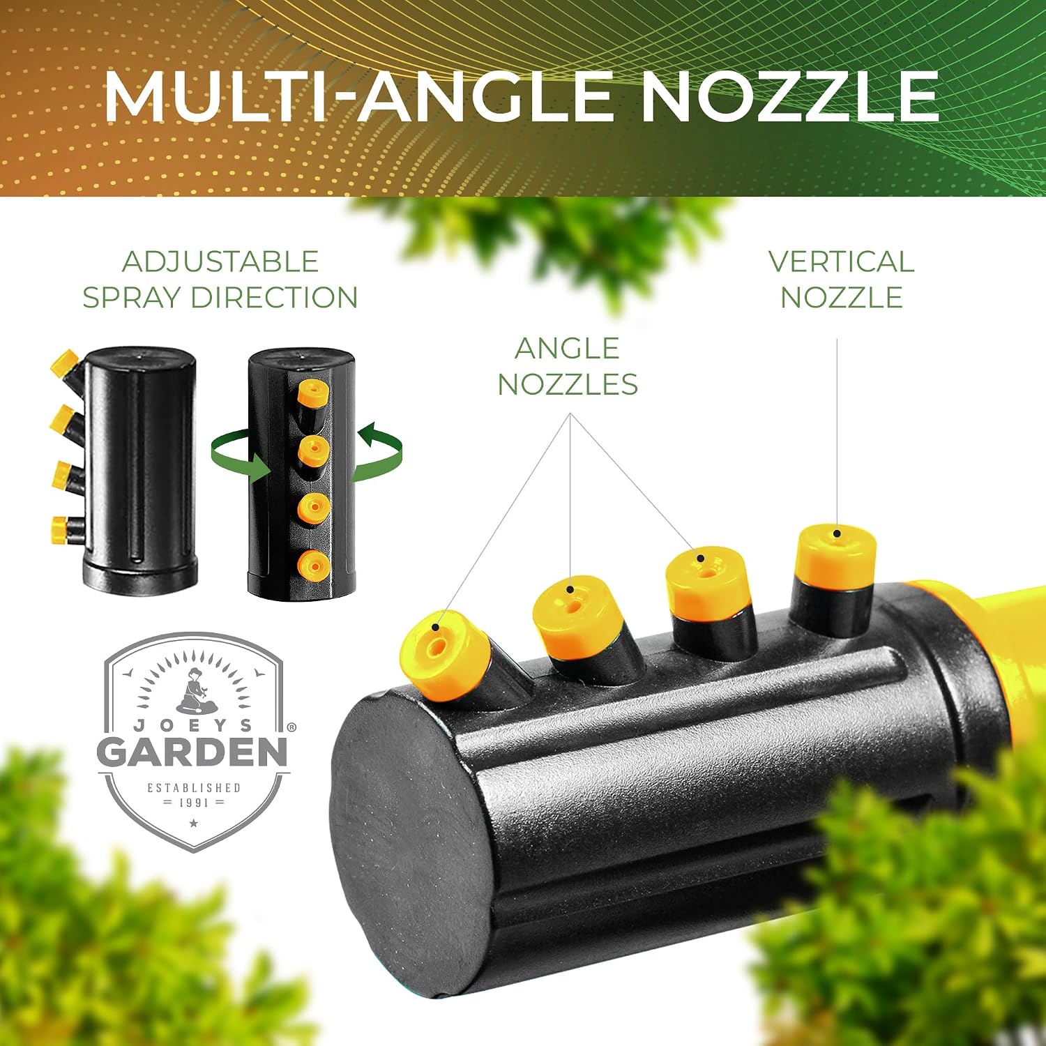 Detalle de Joeys Garden Sprinkler Rotating Lawn Sprinkler, 360° Coverage, Yellow