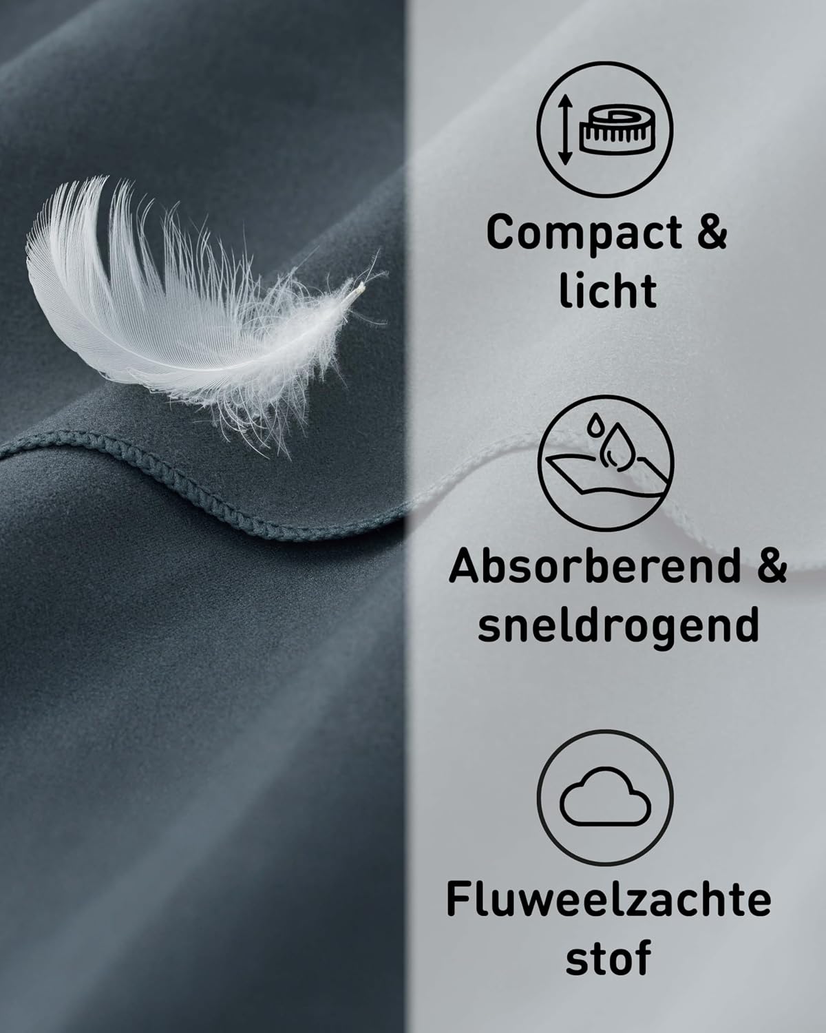Detalle 2 de Fit-Flip microvezelhanddoek 50 x 30 cm, Cool Grey, licht en sneldrogend