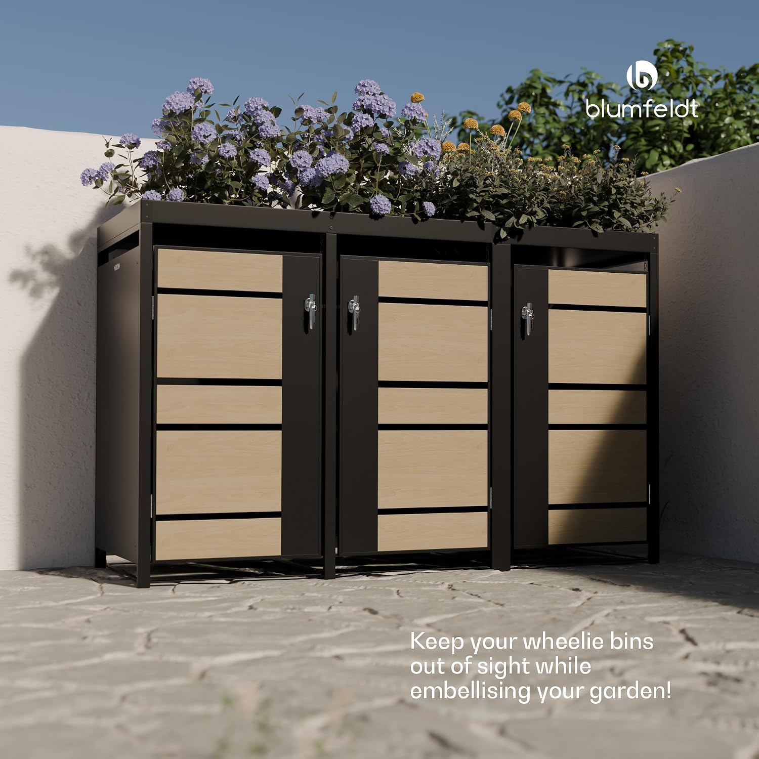 Thumbnail 5 de blumfeldt KG29-3door-mb-pl Bin Storage for 3 Wheelie Bins, Galvanised Steel