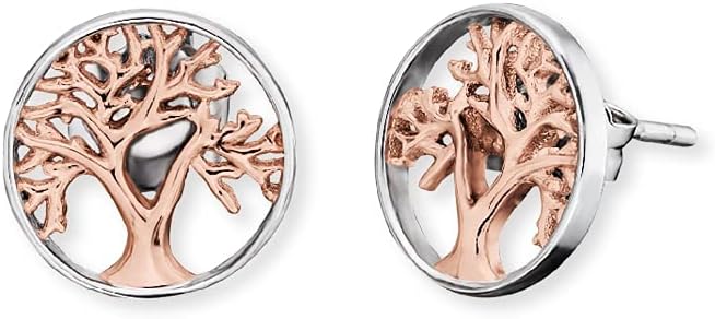Detalle de Engelsrufer Ohrstecker „Baum des Lebens“ aus 925er Sterlingsilber, bicolor, 12 mm