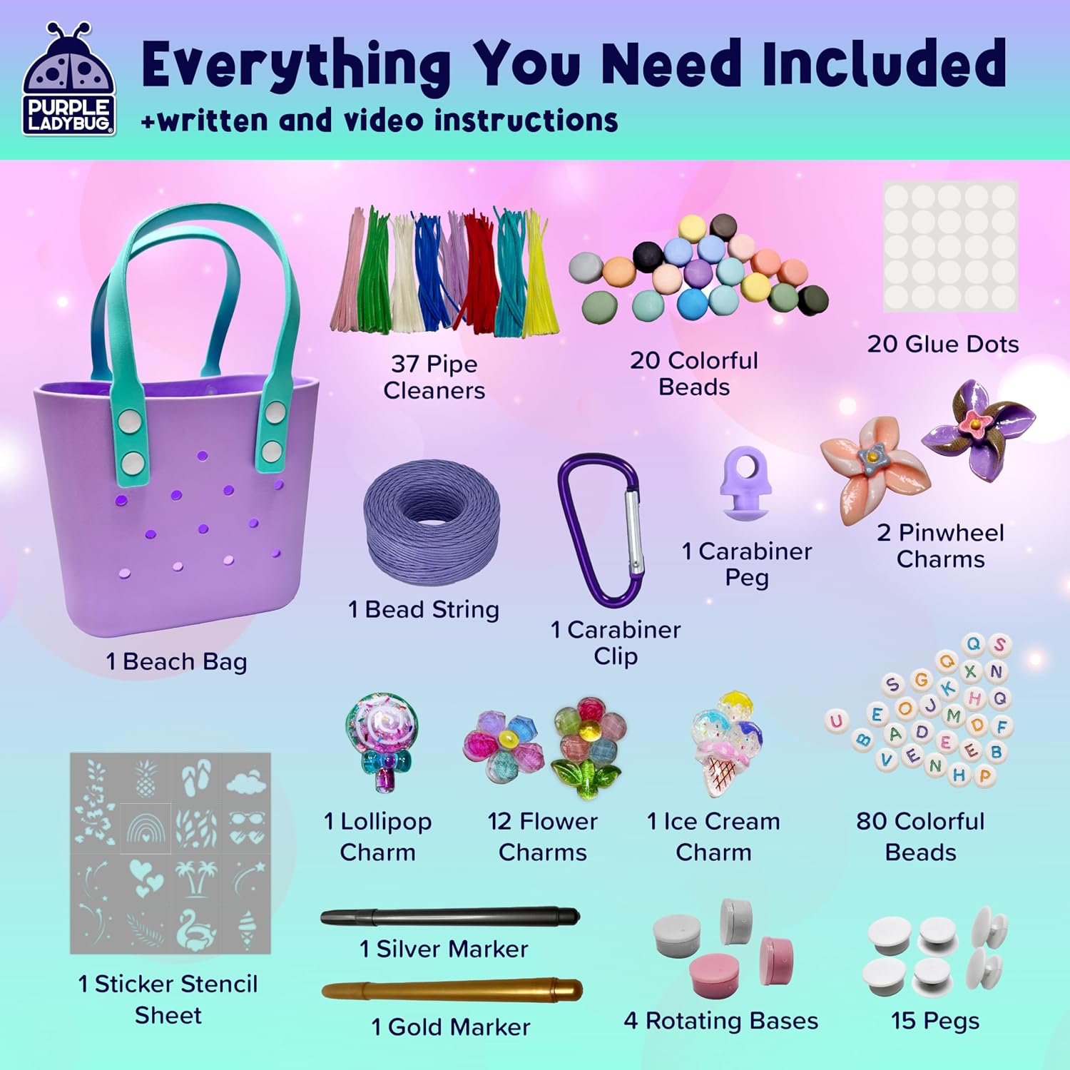 Detalle de Purple Ladybug Beach Bag 6–10