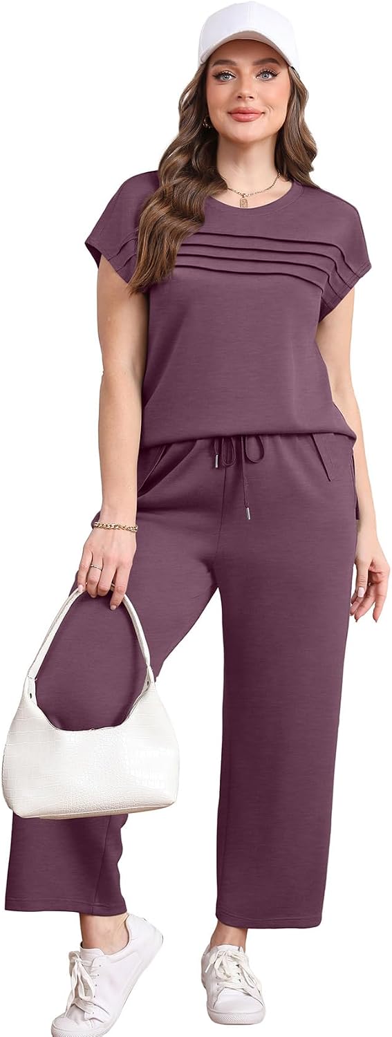 Thumbnail 2 de WIHOLL Two Piece Sets for Women — Lightweight Cap Sleeve Set with Wide Leg Pants