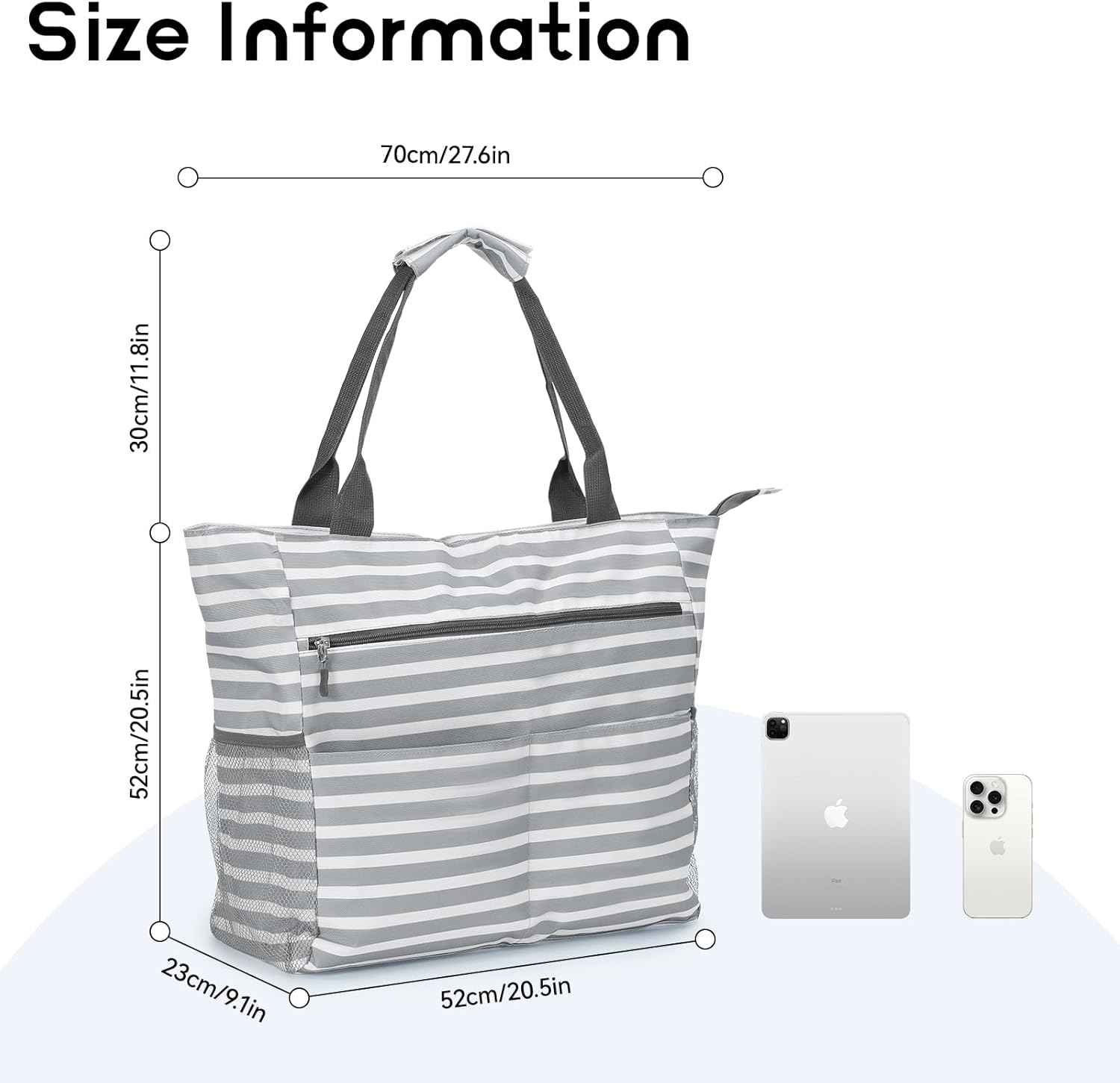 Detalle de Wocharm Nylon Large Beach Bag for Women – Waterproof Sandproof Tote with Makeup Bag & Zipper Pockets