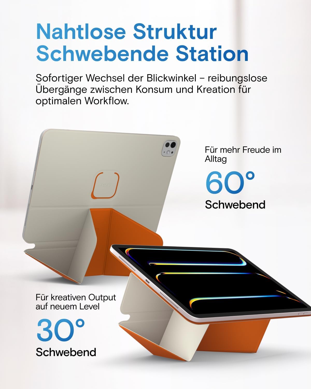 Detalle 2 de MOFT Dynamic Folio Hülle für iPad Pro 12,9" (4./5./6. Gen, 2020–2022) – schlanke Magnethülle mit Ständer, Navy Blue