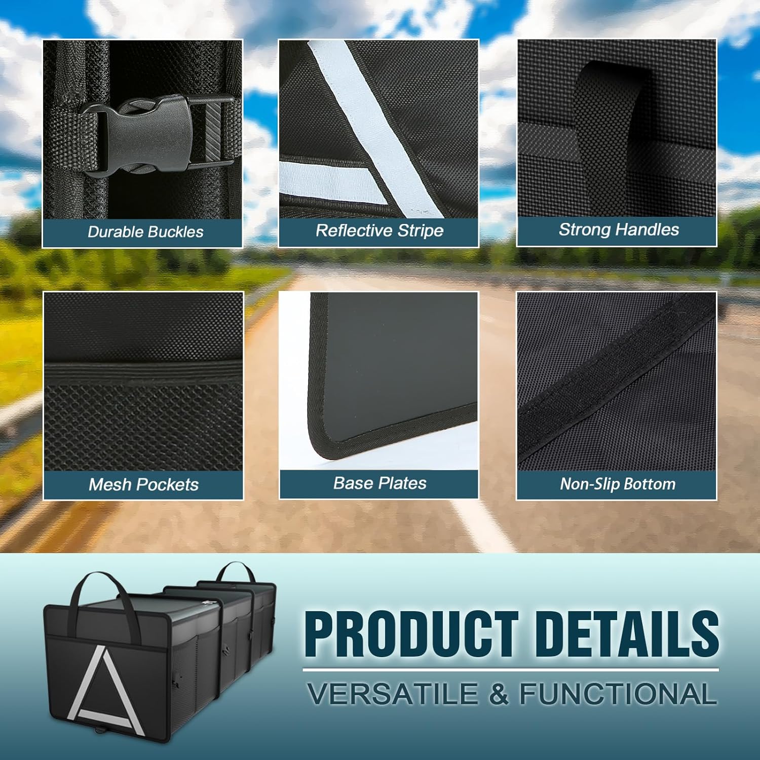 Detalle 2 de K KNODEL Sturdy Car Trunk Organizer with Cooler 3 Compartments