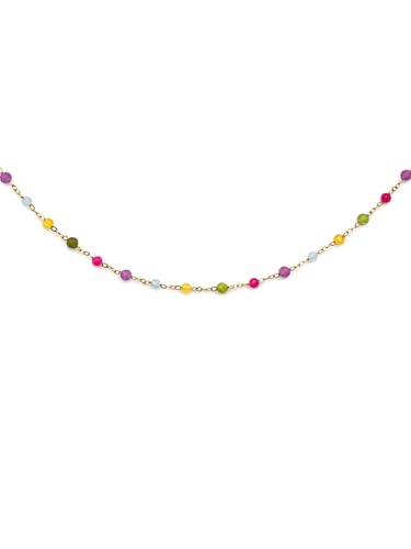 Detalle de SINGULARU Stella Color: Collar Stella Color de Acero Inoxidable con baño en oro 18 Kt y piedras naturales